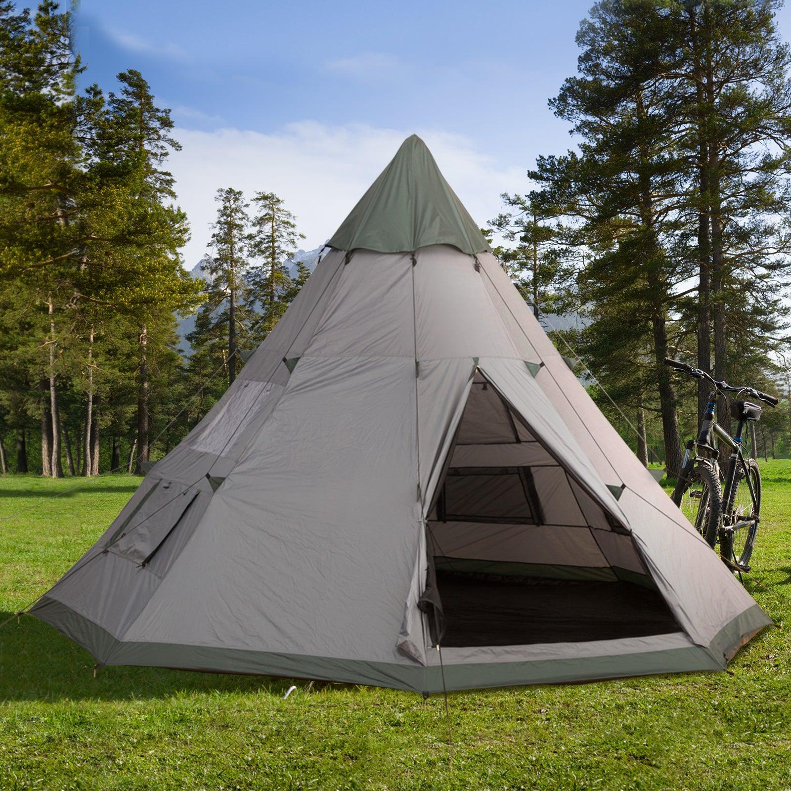 Outsunny 6 Men Tipi Tent - Easy Set, Outdoor Camping - ALL4U RETAILER LTD