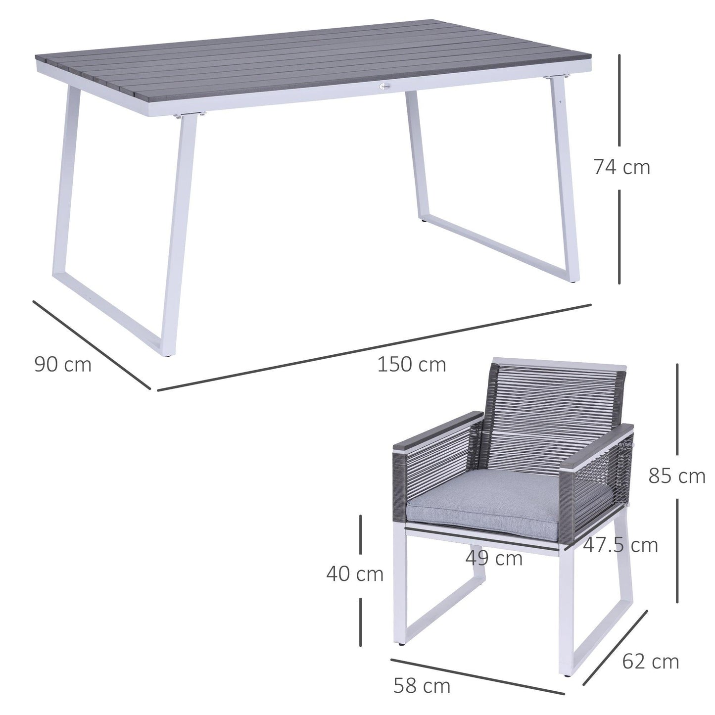 Outsunny 6-Person Outdoor Dining Set - Grey - ALL4U RETAILER LTD