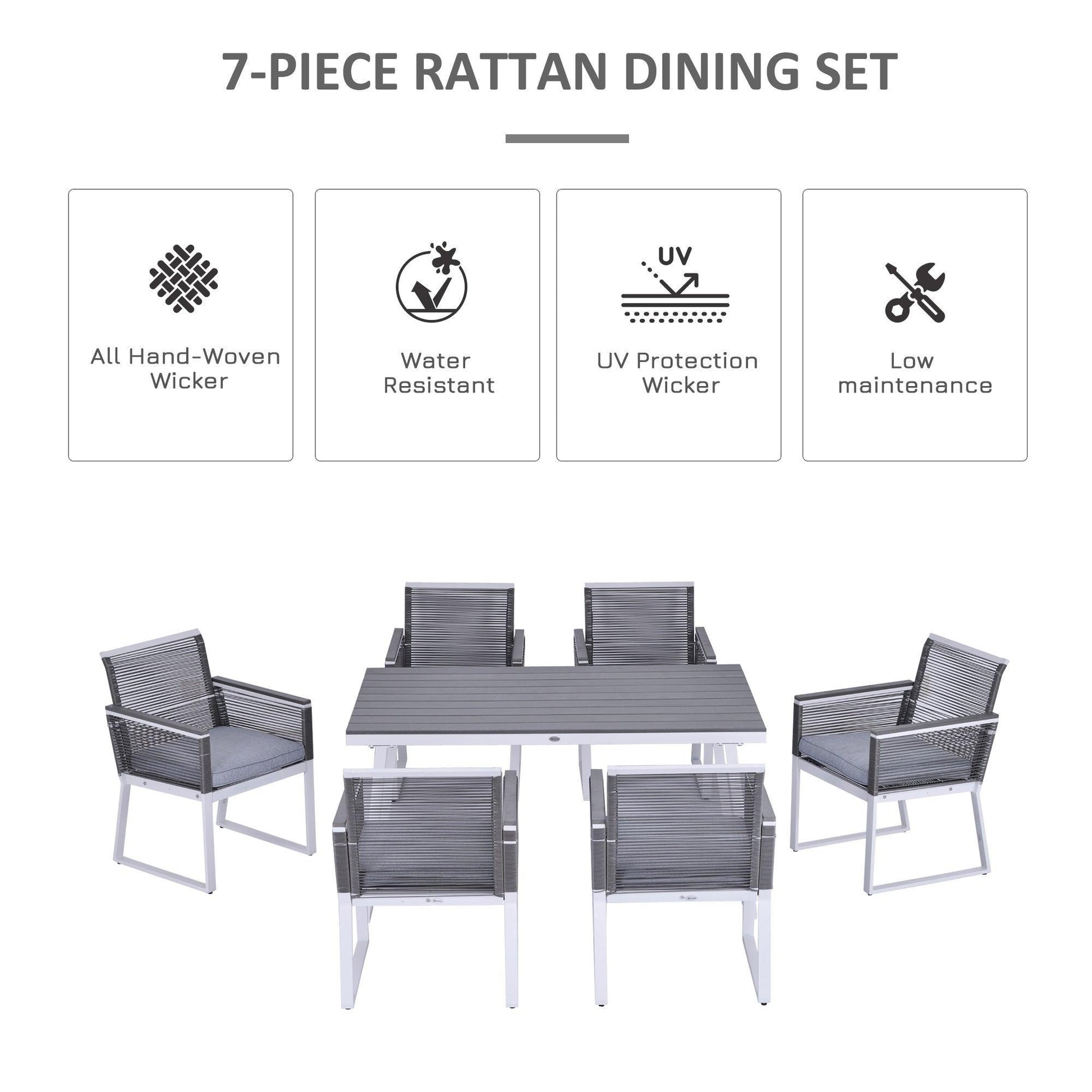 Outsunny 6-Person Outdoor Dining Set - Grey - ALL4U RETAILER LTD
