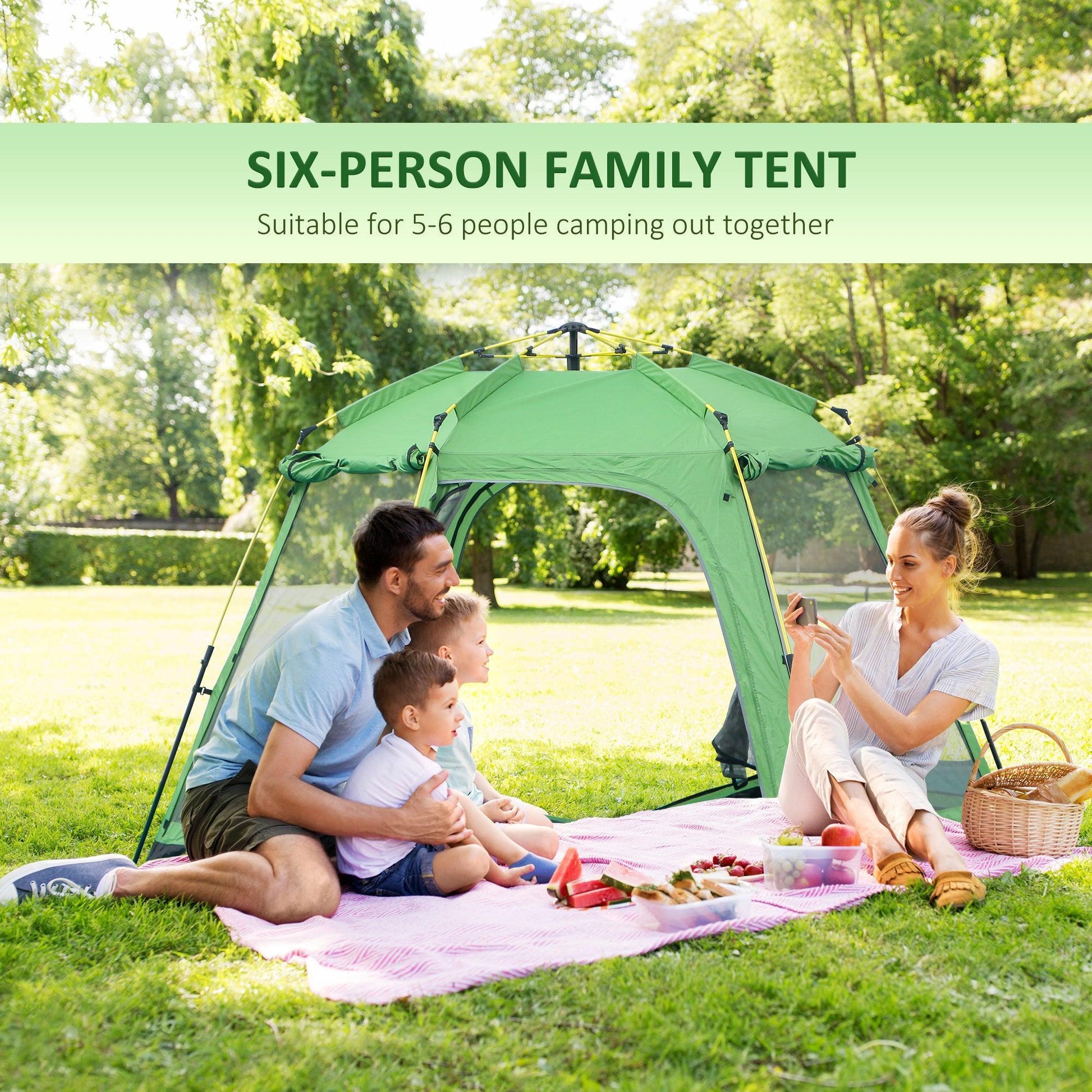 Outsunny 6-Person Pop Up Camping Tent - Portable & Versatile - ALL4U RETAILER LTD