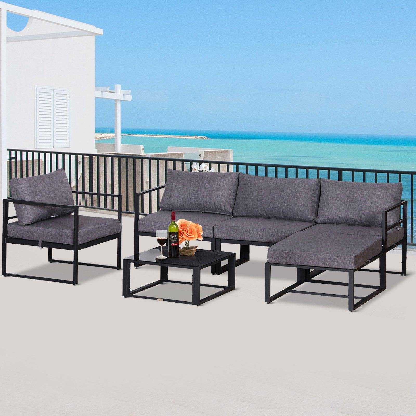 Outsunny 6-Piece Outdoor Sofa Set: Comfy & Stylish - ALL4U RETAILER LTD