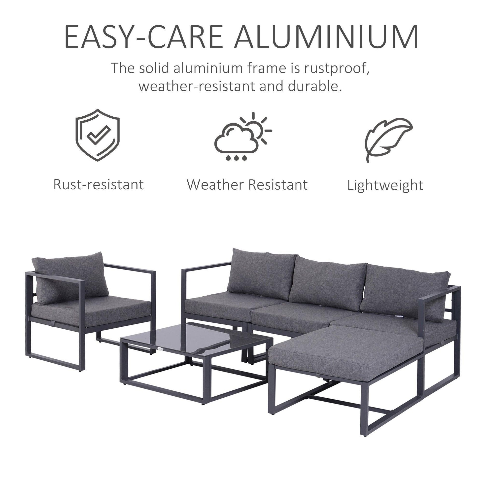 Outsunny 6-Piece Outdoor Sofa Set: Comfy & Stylish - ALL4U RETAILER LTD