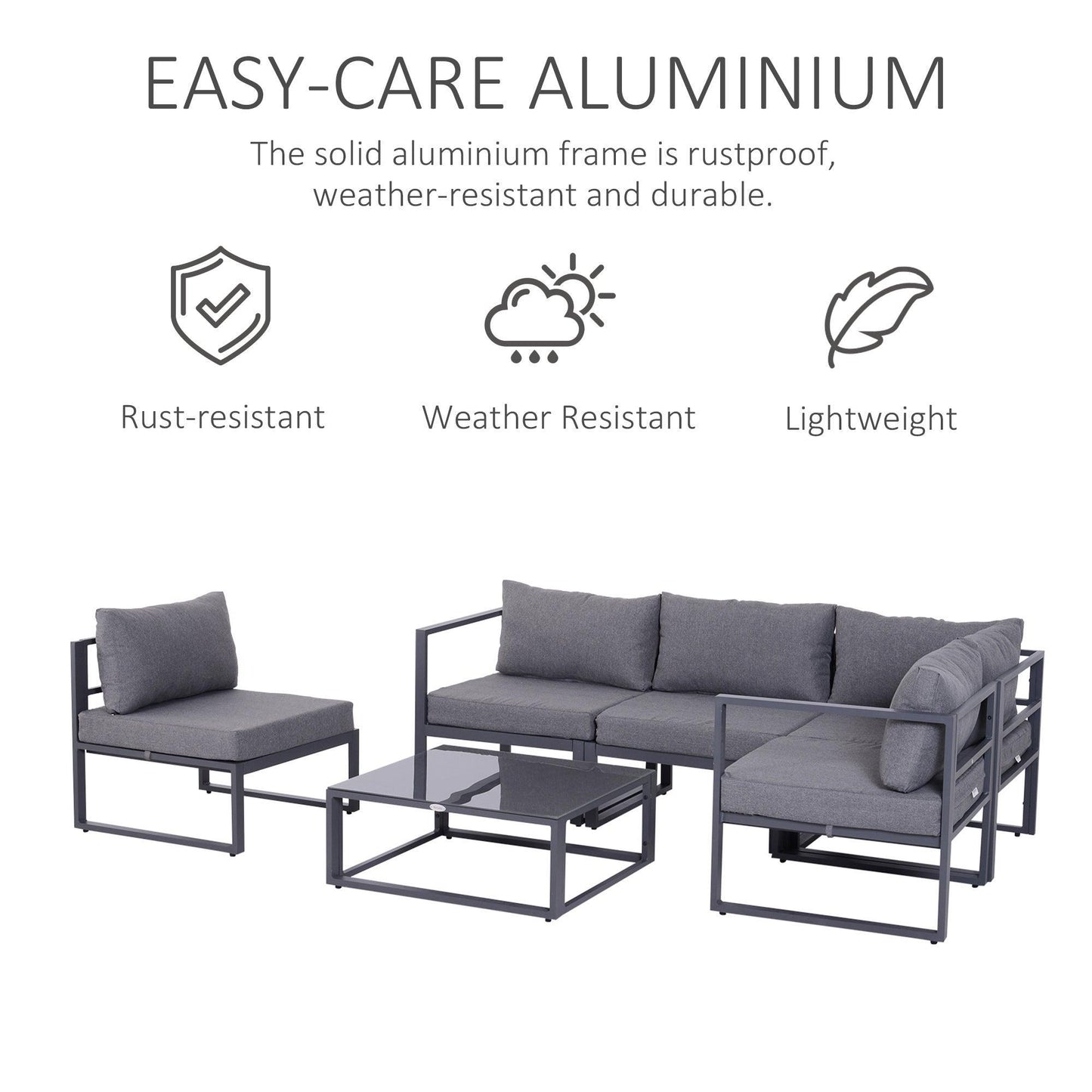 Outsunny 6-Piece Outdoor Sofa Set with Cushions - ALL4U RETAILER LTD