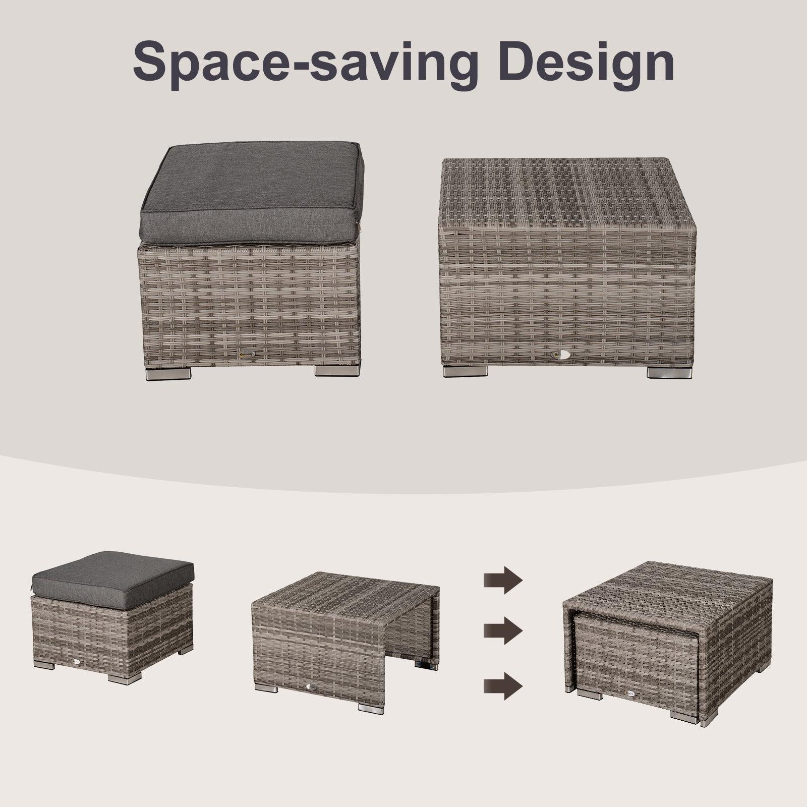 Outsunny 6-Seater Outdoor Rattan Furniture Set - Grey - ALL4U RETAILER LTD