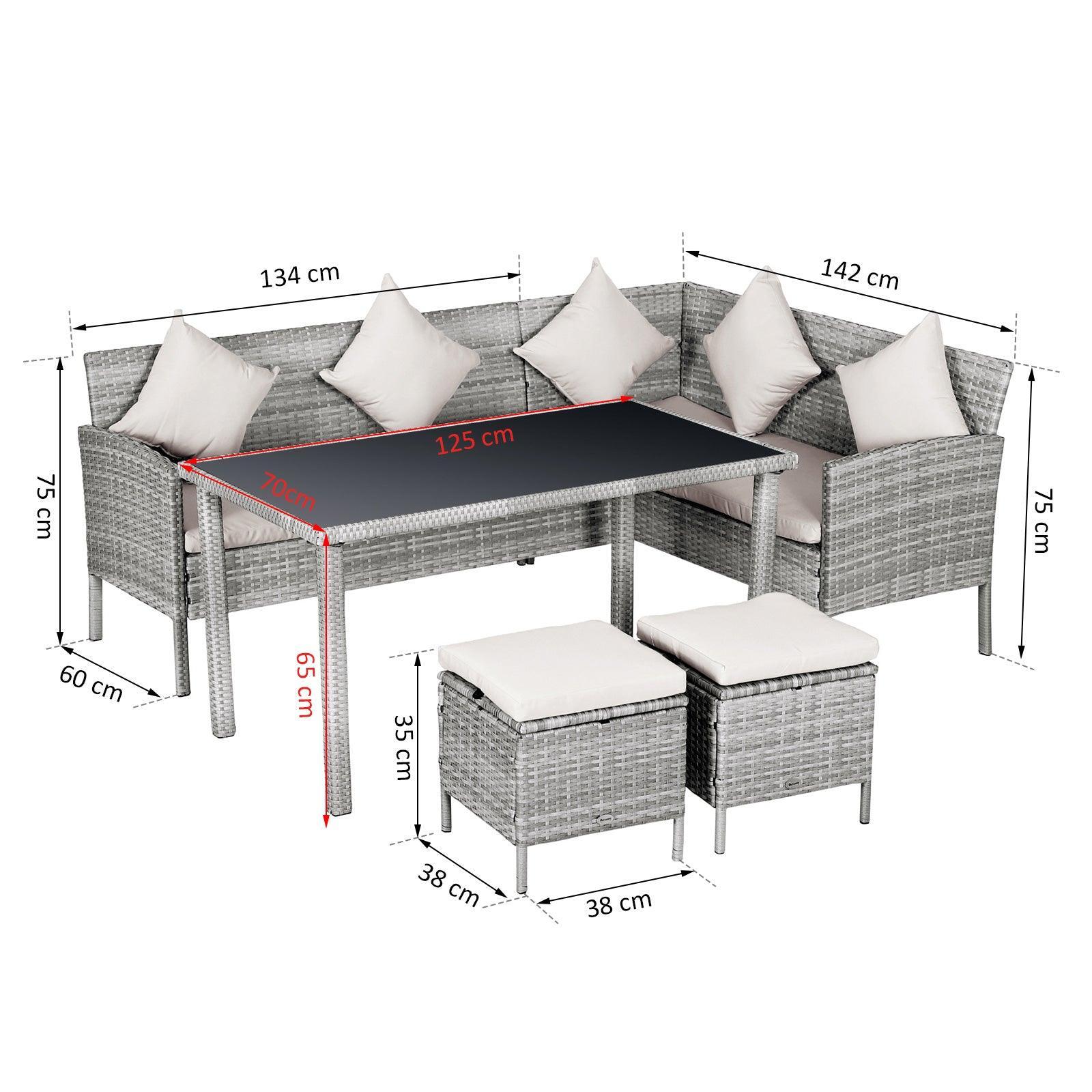 Outsunny 6-Seater Rattan Corner Dining Set - ALL4U RETAILER LTD