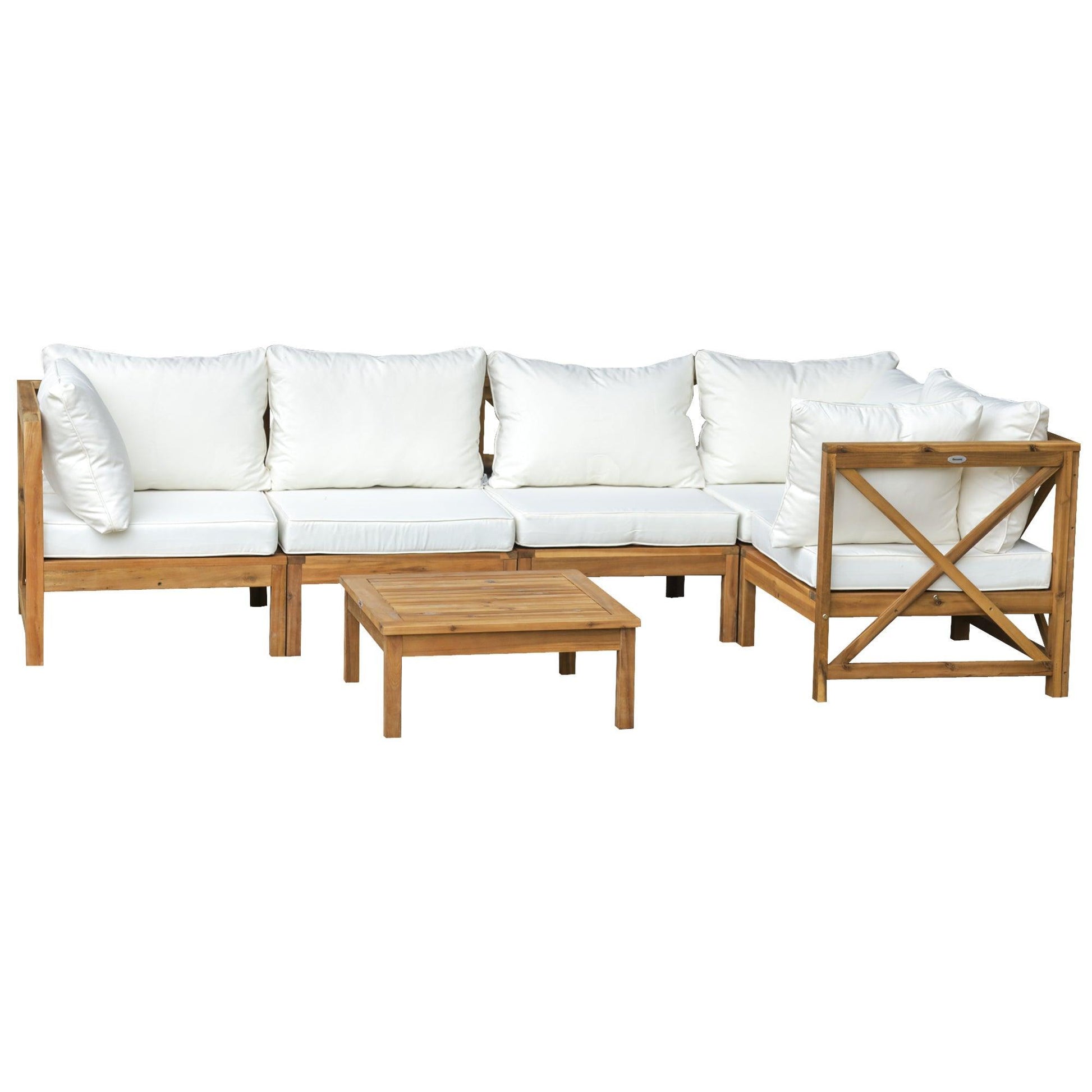 Outsunny 6pc Patio Furniture Set with Cushions - Cream White - ALL4U RETAILER LTD