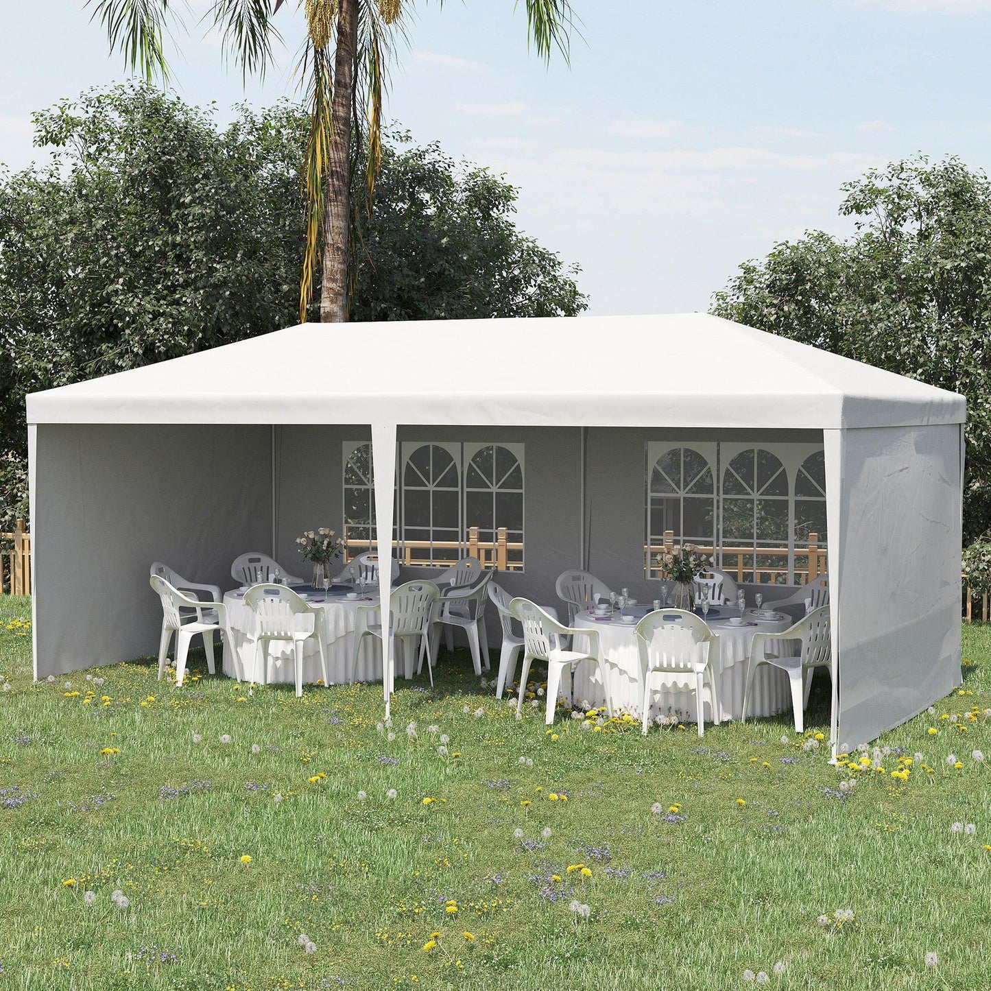 Outsunny 6x3m Party Tent - White Gazebo - ALL4U RETAILER LTD