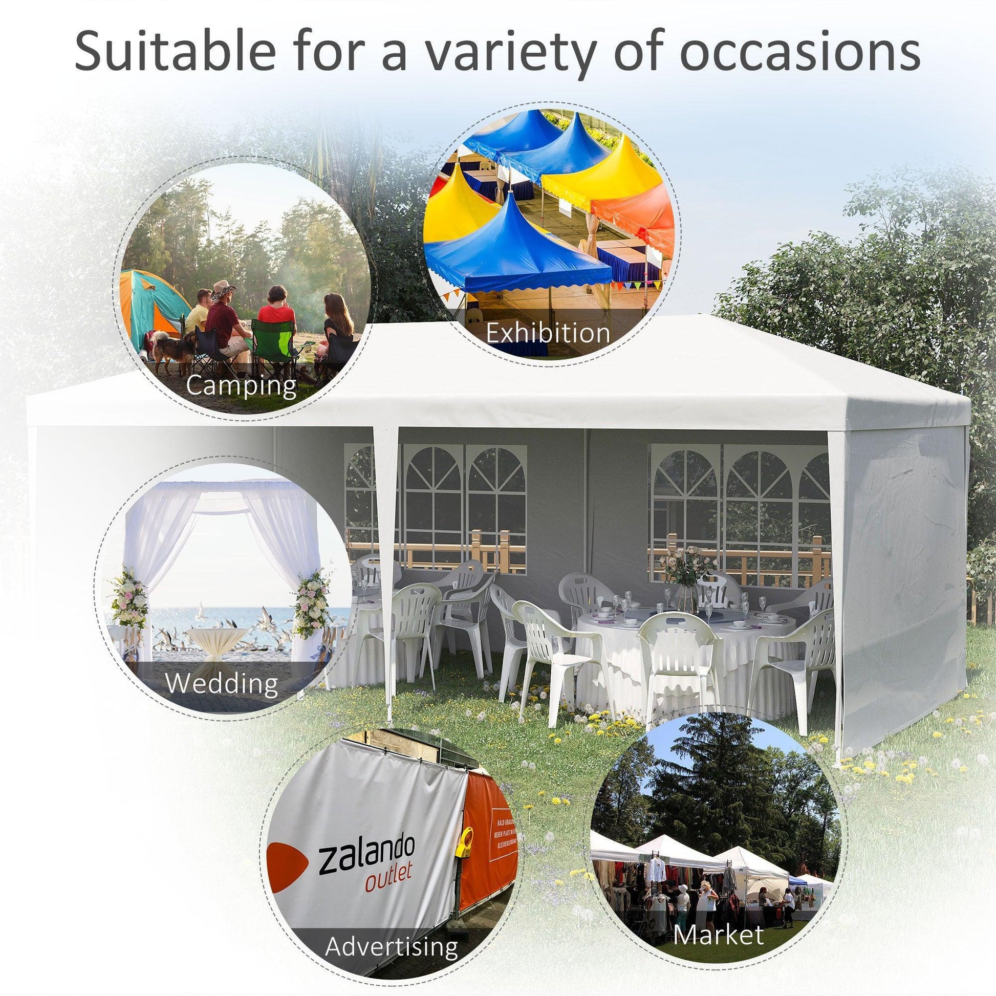 Outsunny 6x3m Party Tent - White Gazebo - ALL4U RETAILER LTD