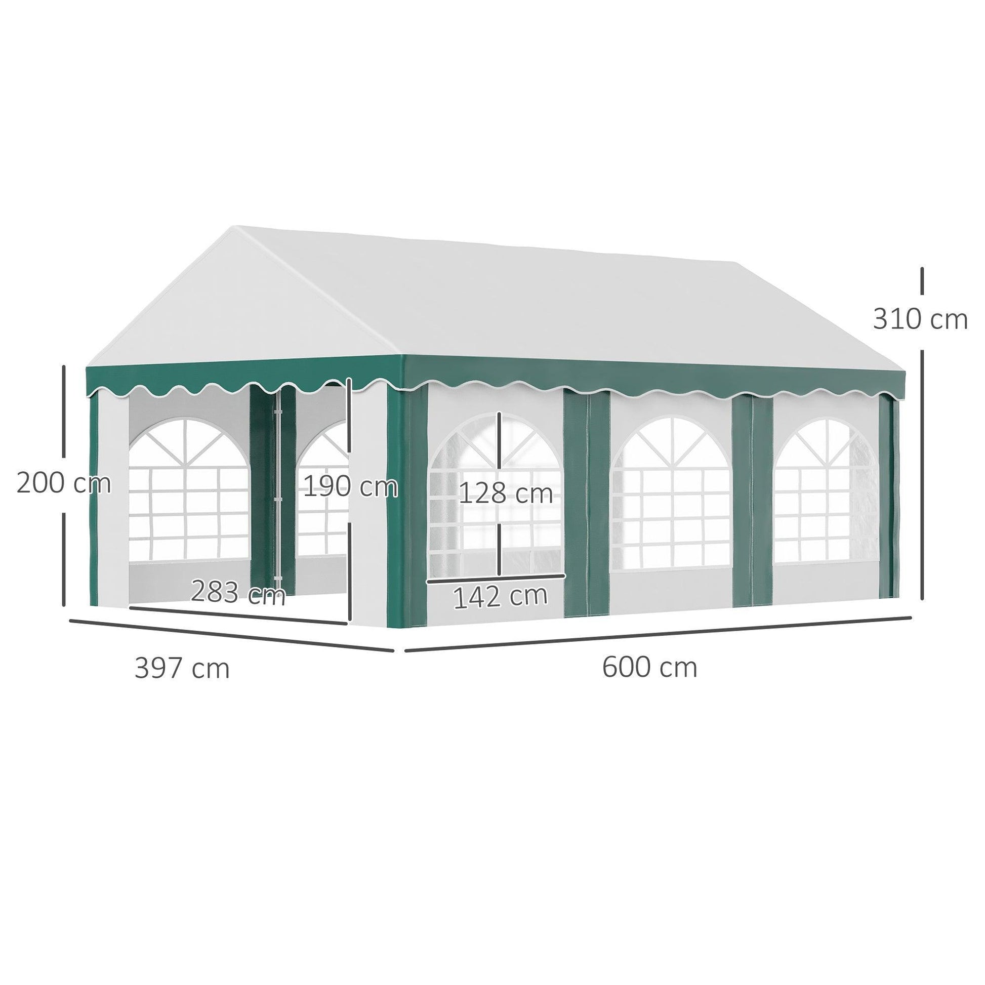 Outsunny 6x4m Garden Gazebo with Sides: Galvanised, Party Tent - ALL4U RETAILER LTD
