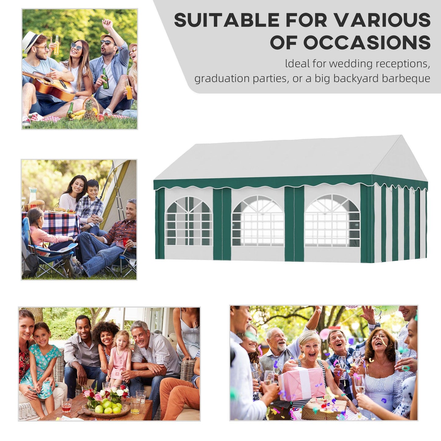 Outsunny 6x4m Garden Gazebo with Sides: Galvanised, Party Tent - ALL4U RETAILER LTD