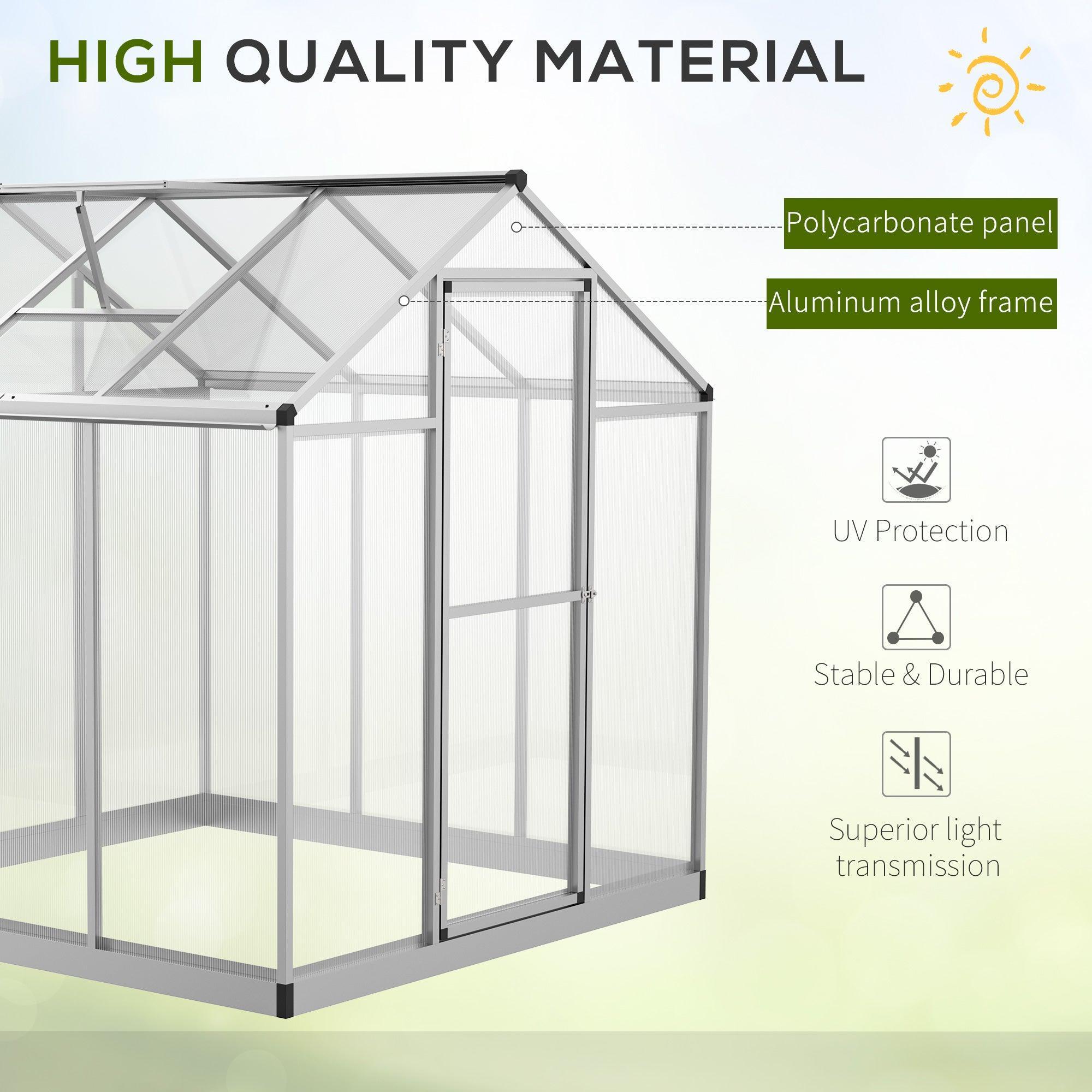 6x6ft Green Greenhouse with Clear Polycarbonate & Aluminum Frame ...