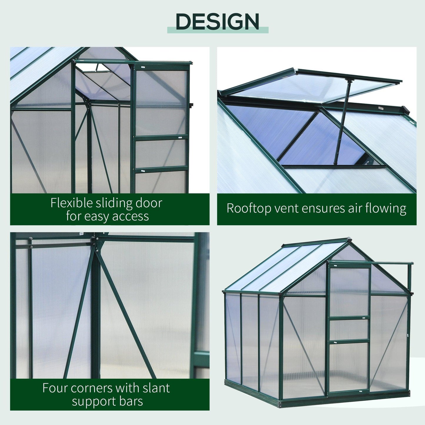 Outsunny 6x6ft Greenhouse with Slide Door - Durable and Spacious - ALL4U RETAILER LTD