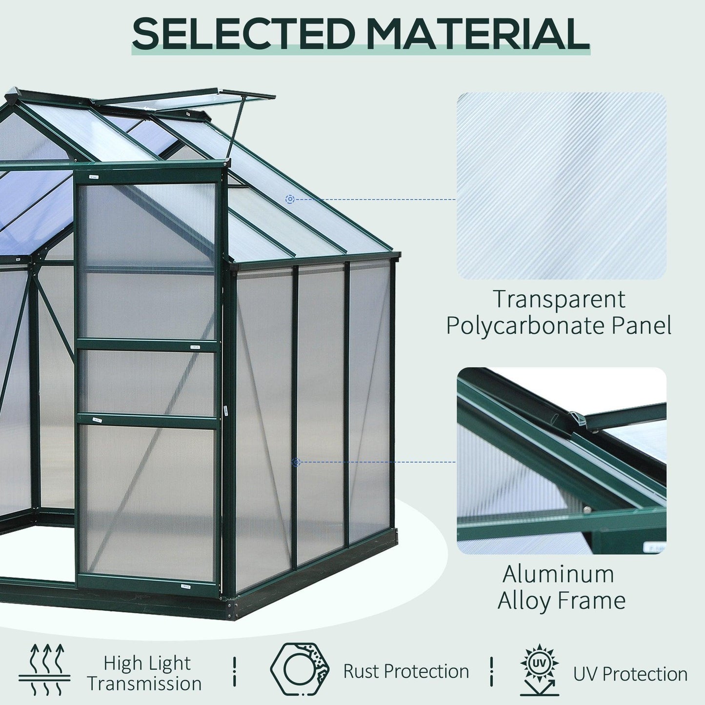 Outsunny 6x6ft Greenhouse with Slide Door - Durable and Spacious - ALL4U RETAILER LTD