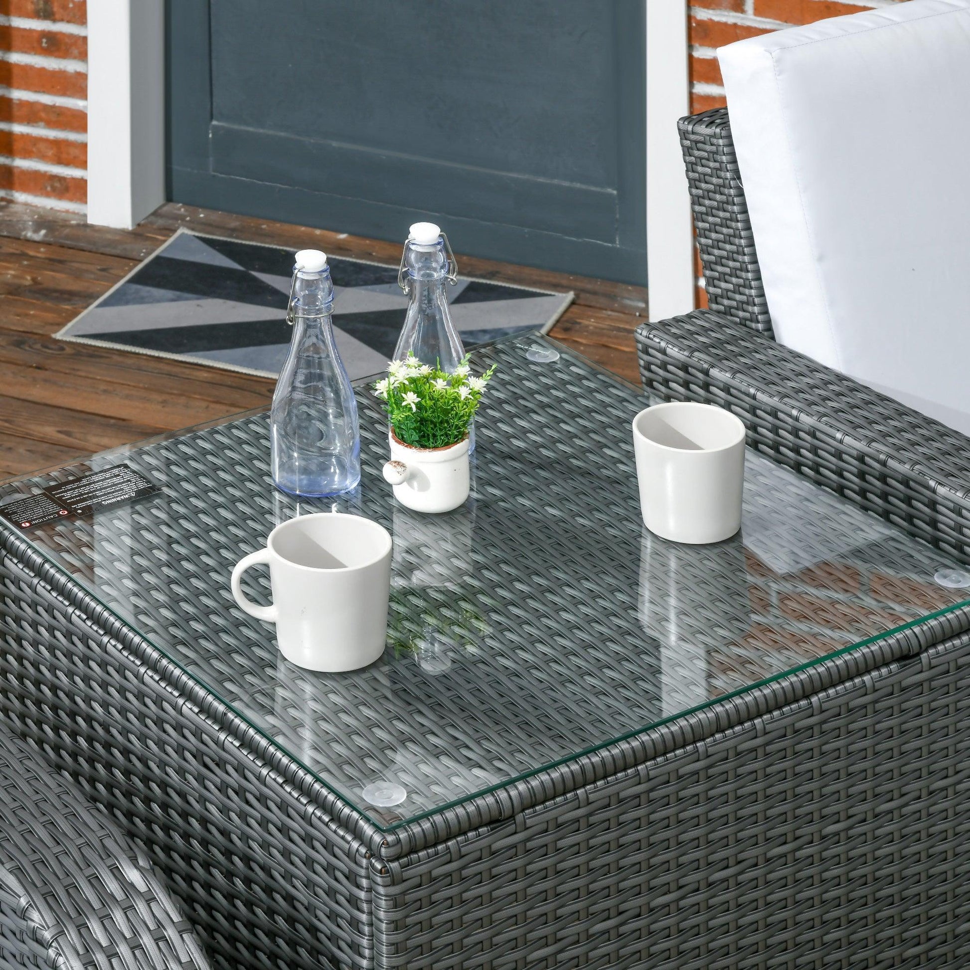 Outsunny 7-Piece Outdoor Rattan Furniture Set - Grey - ALL4U RETAILER LTD