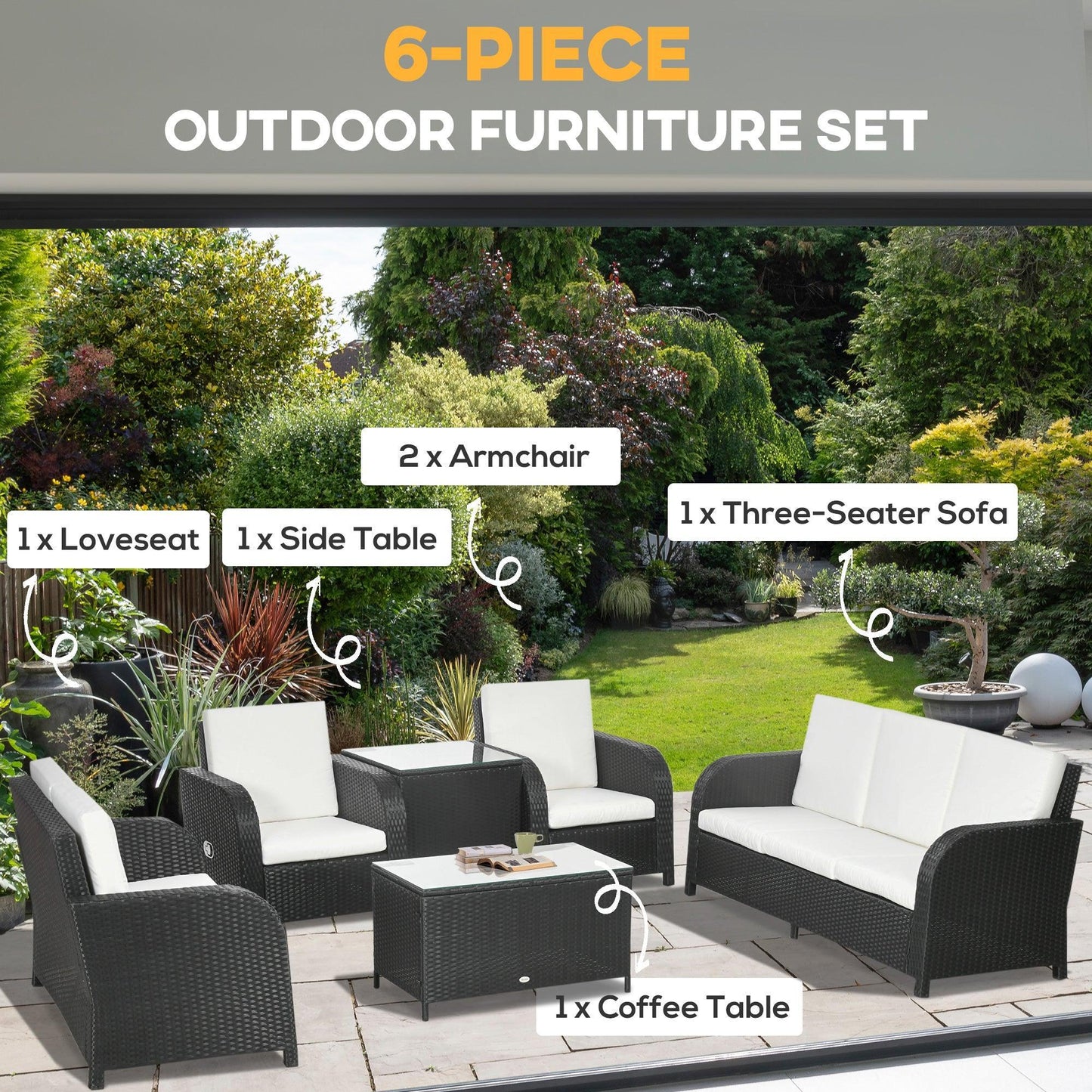 Outsunny 7-Piece Outdoor Rattan Garden Furniture Set - ALL4U RETAILER LTD