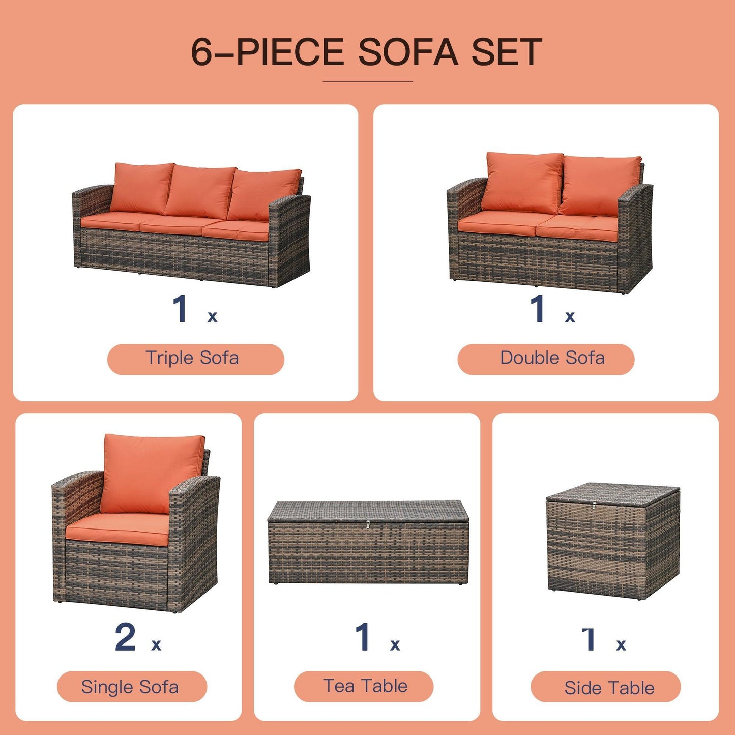 Outsunny Outdoor Rattan Wicker Sofa Set - Comfortable Patio Seating - ALL4U RETAILER LTD