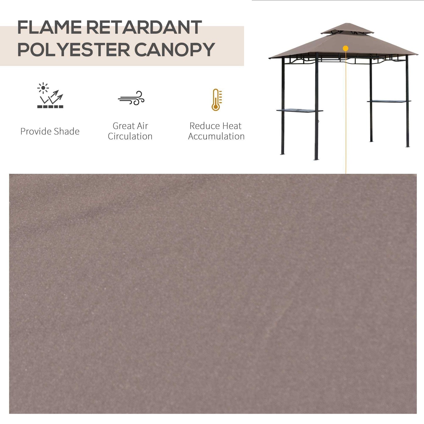 Outsunny 8 ft Double-Tier BBQ Gazebo Shelter in Coffee - ALL4U RETAILER LTD