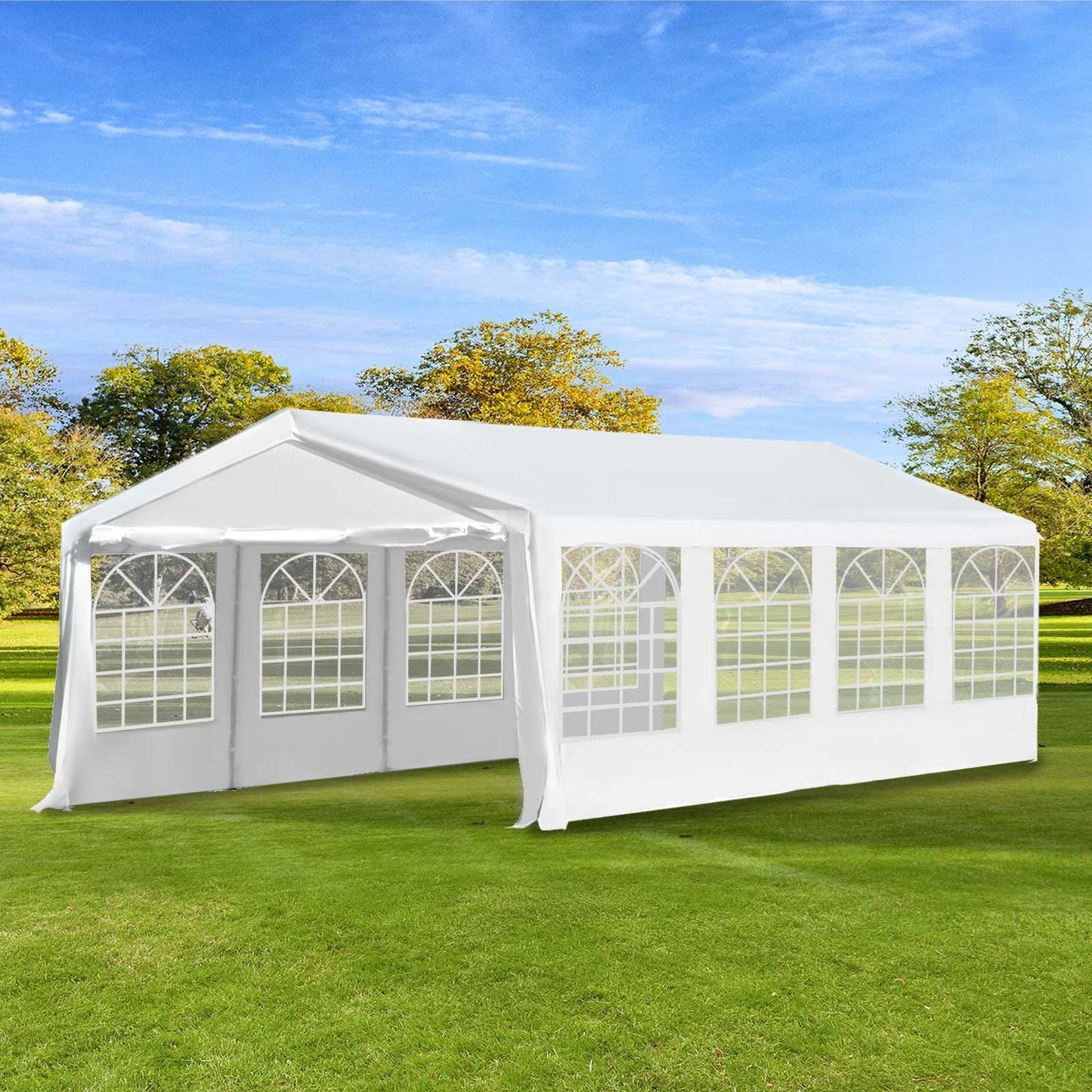 Outsunny 8m x 4m Heavy-Duty Steel Frame Garden Gazebo - ALL4U RETAILER LTD