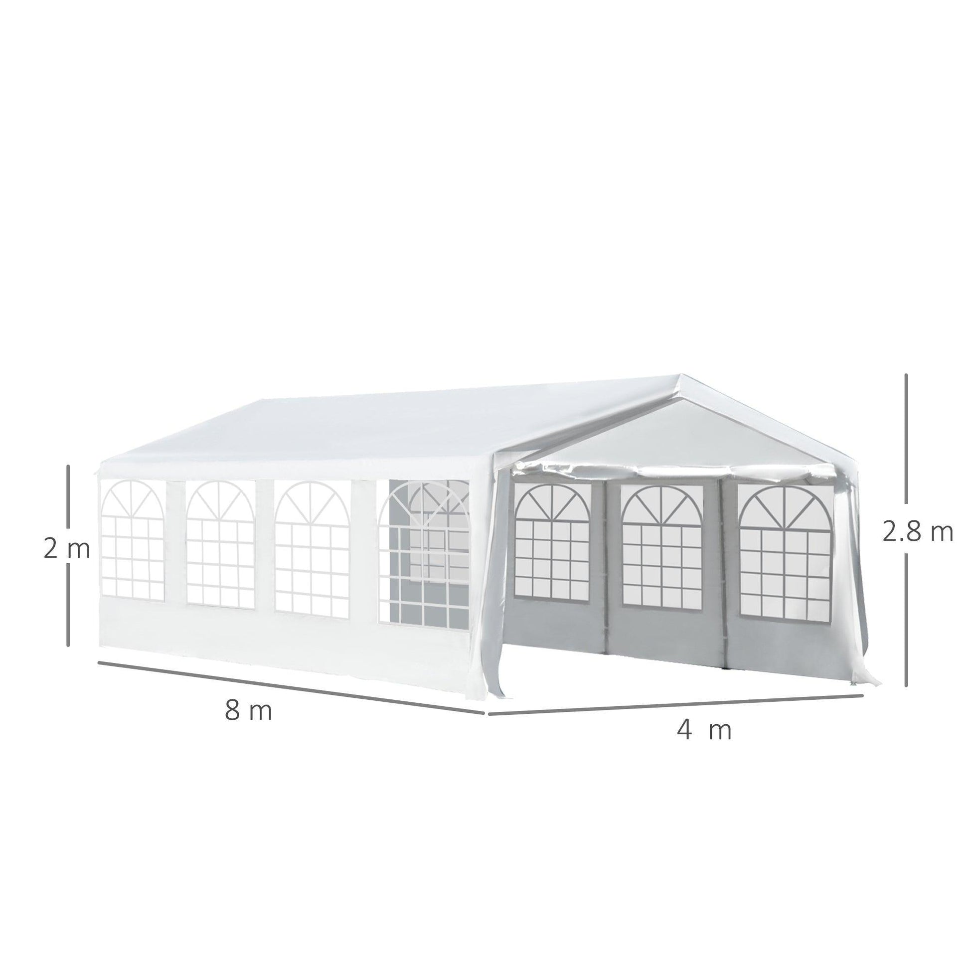 Outsunny 8m x 4m Heavy-Duty Steel Frame Garden Gazebo - ALL4U RETAILER LTD