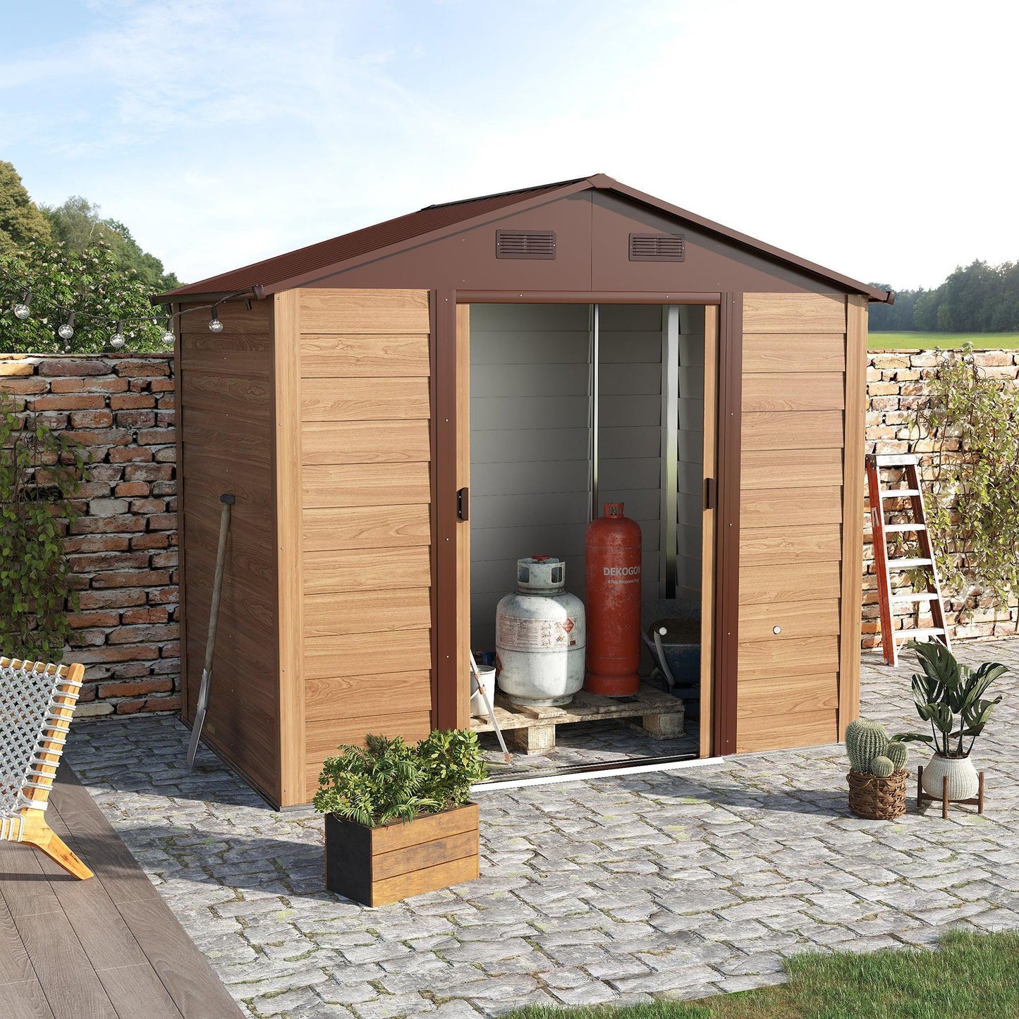 Outsunny 8x6.5ft Metal Garden Shed, Ventilated, Lockable Door - ALL4U RETAILER LTD