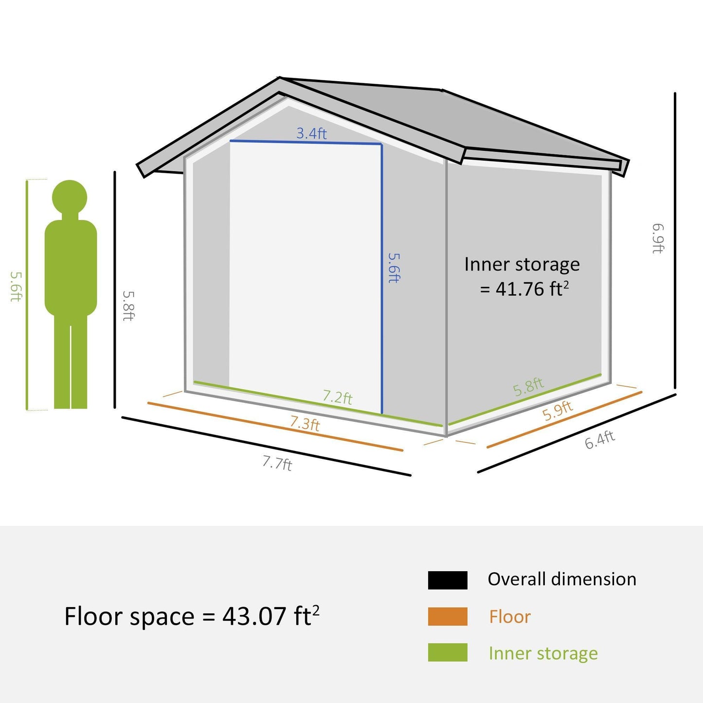 Outsunny 8x6.5ft Metal Garden Shed, Ventilated, Lockable Door - ALL4U RETAILER LTD