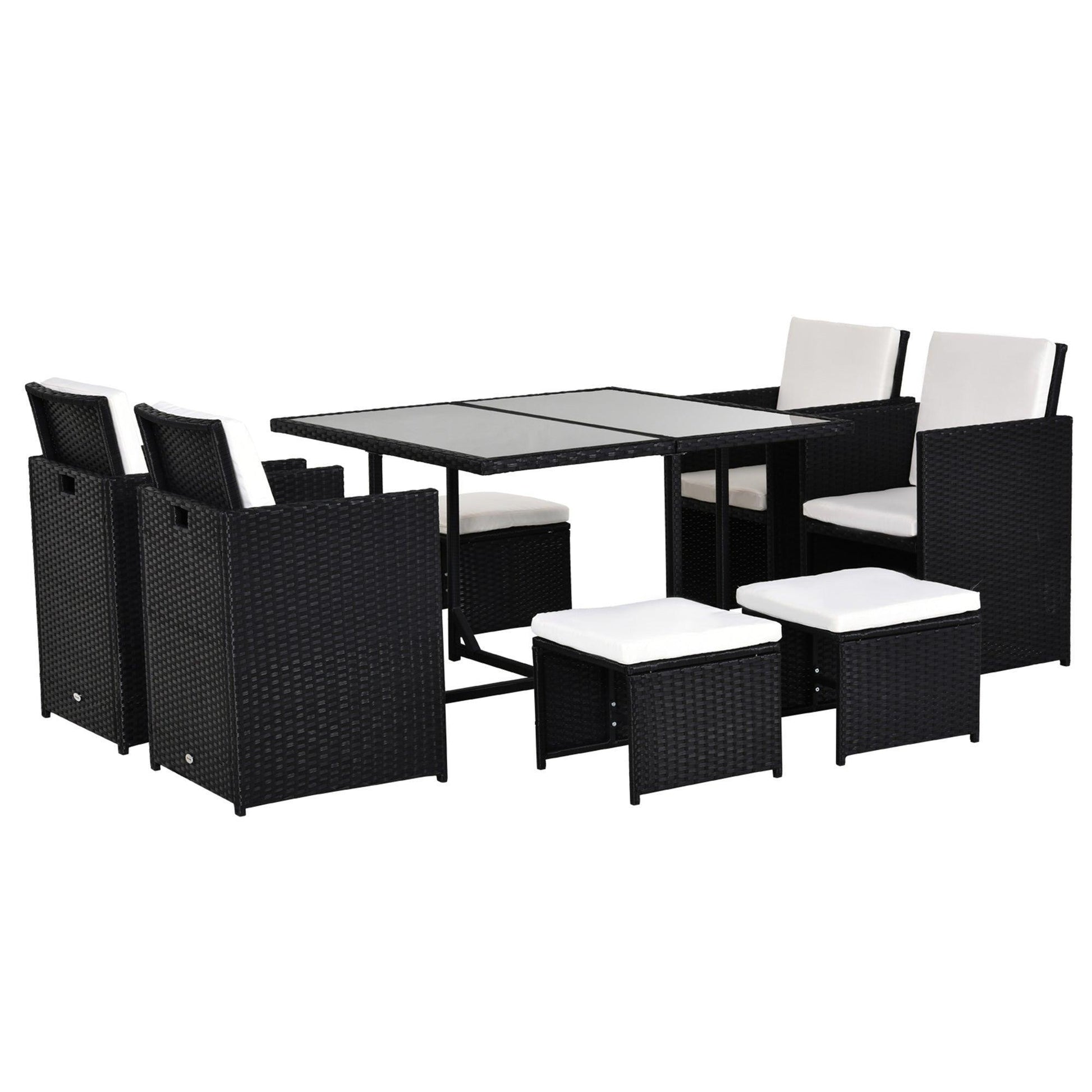 Outsunny 9PC Outdoor Patio Dining Set - Weave Wicker, 8 Seater - ALL4U RETAILER LTD