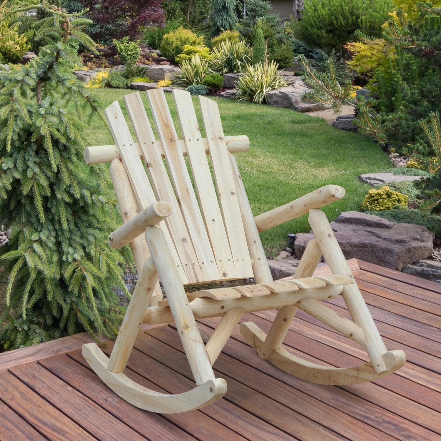 Outsunny Adirondack Rocking Chair - Burlywood - ALL4U RETAILER LTD