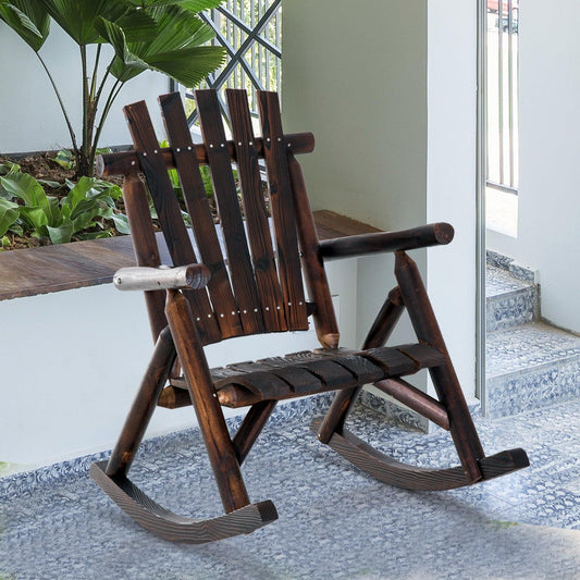 Outsunny Adirondack Rocking Chair: Fir Wood, Rustic Style - ALL4U RETAILER LTD