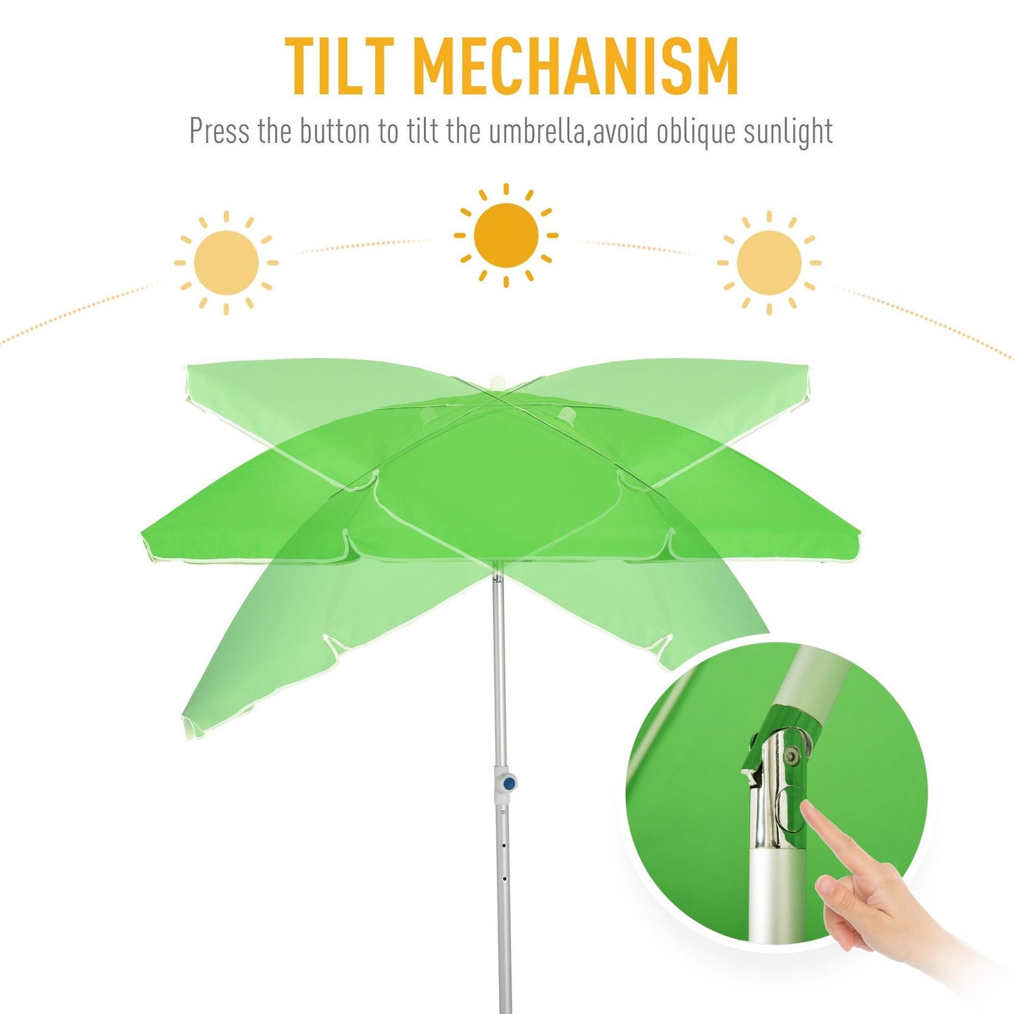 Outsunny Adjustable Beach Umbrella: Green & Portable - ALL4U RETAILER LTD