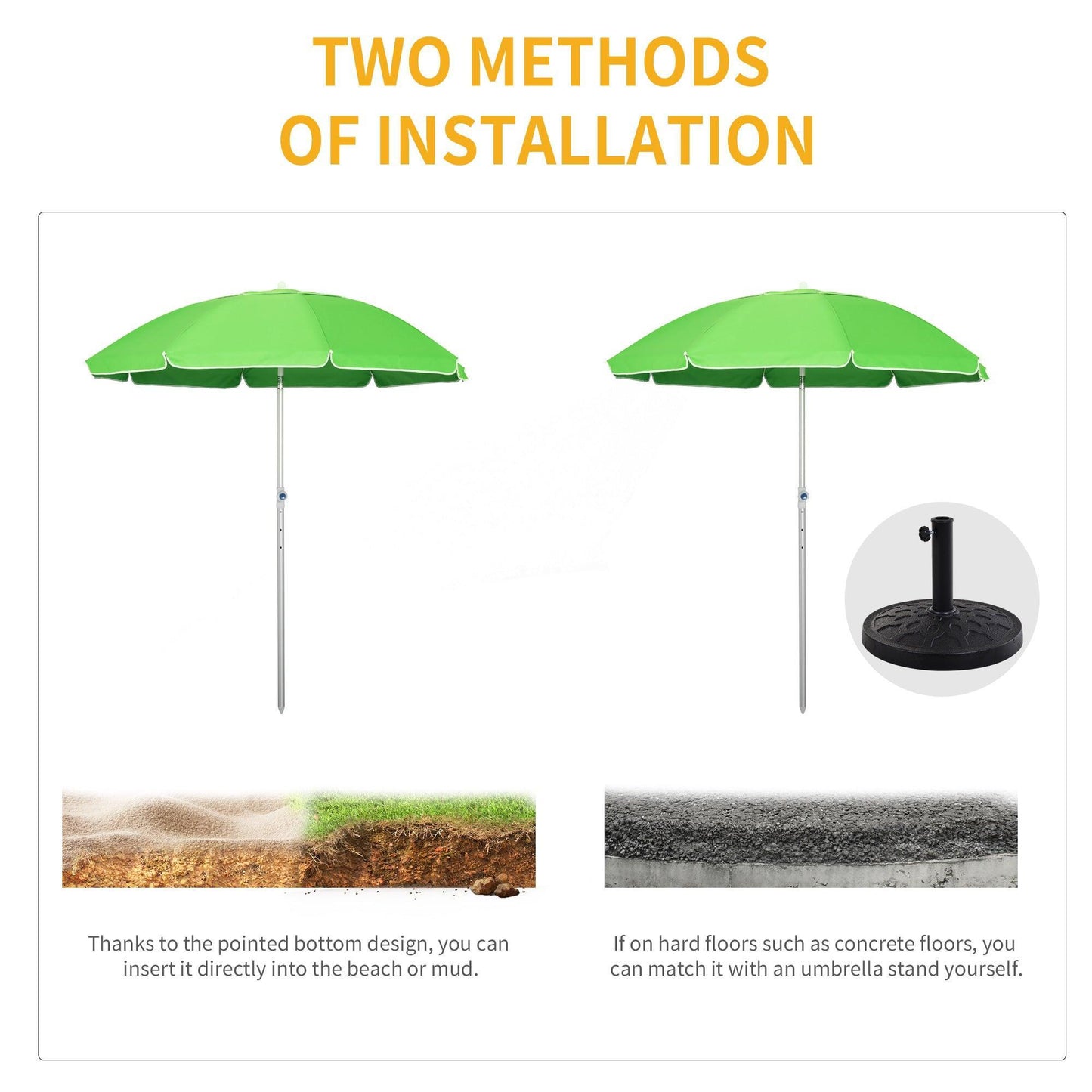 Outsunny Adjustable Beach Umbrella: Green & Portable - ALL4U RETAILER LTD