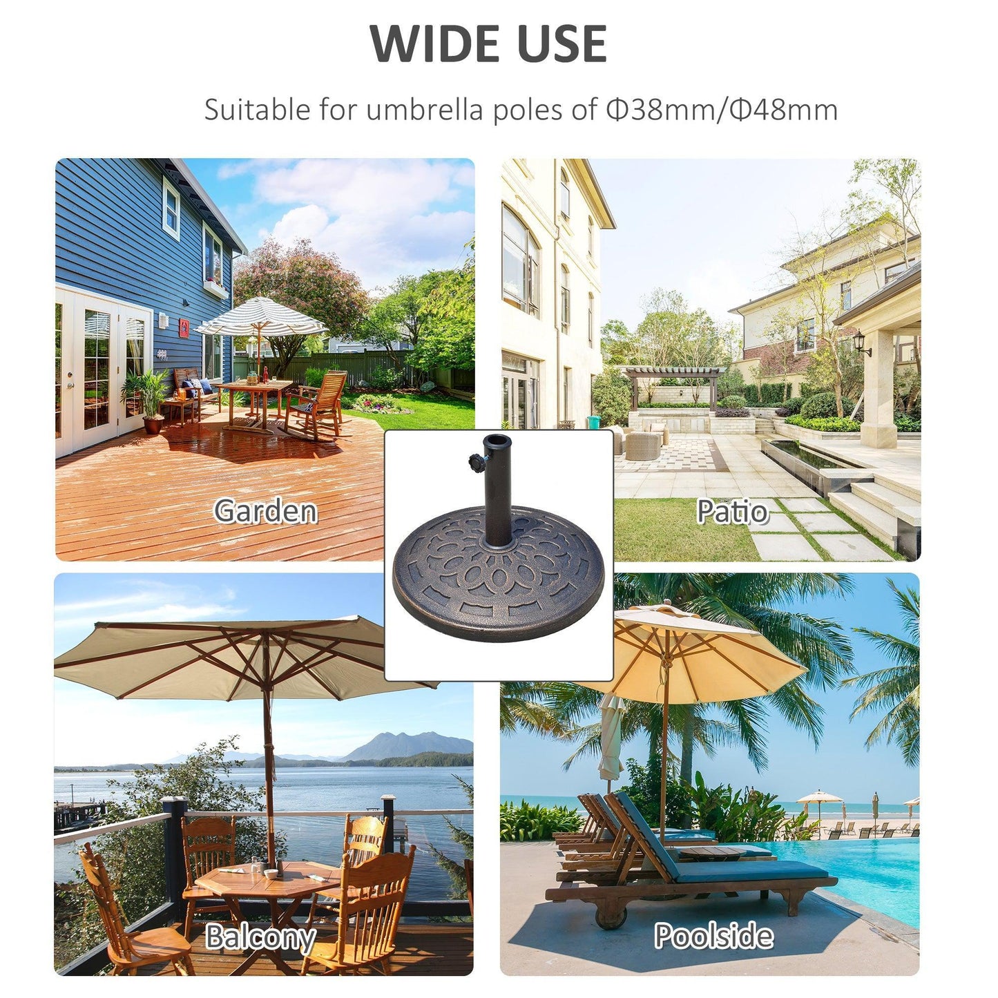 Outsunny Adjustable Bronze Parasol Base Stand - ALL4U RETAILER LTD