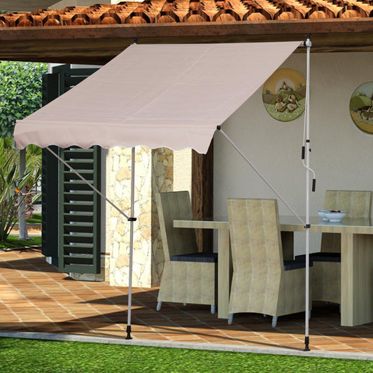Outsunny Adjustable Garden Patio Awning in Beige - ALL4U RETAILER LTD