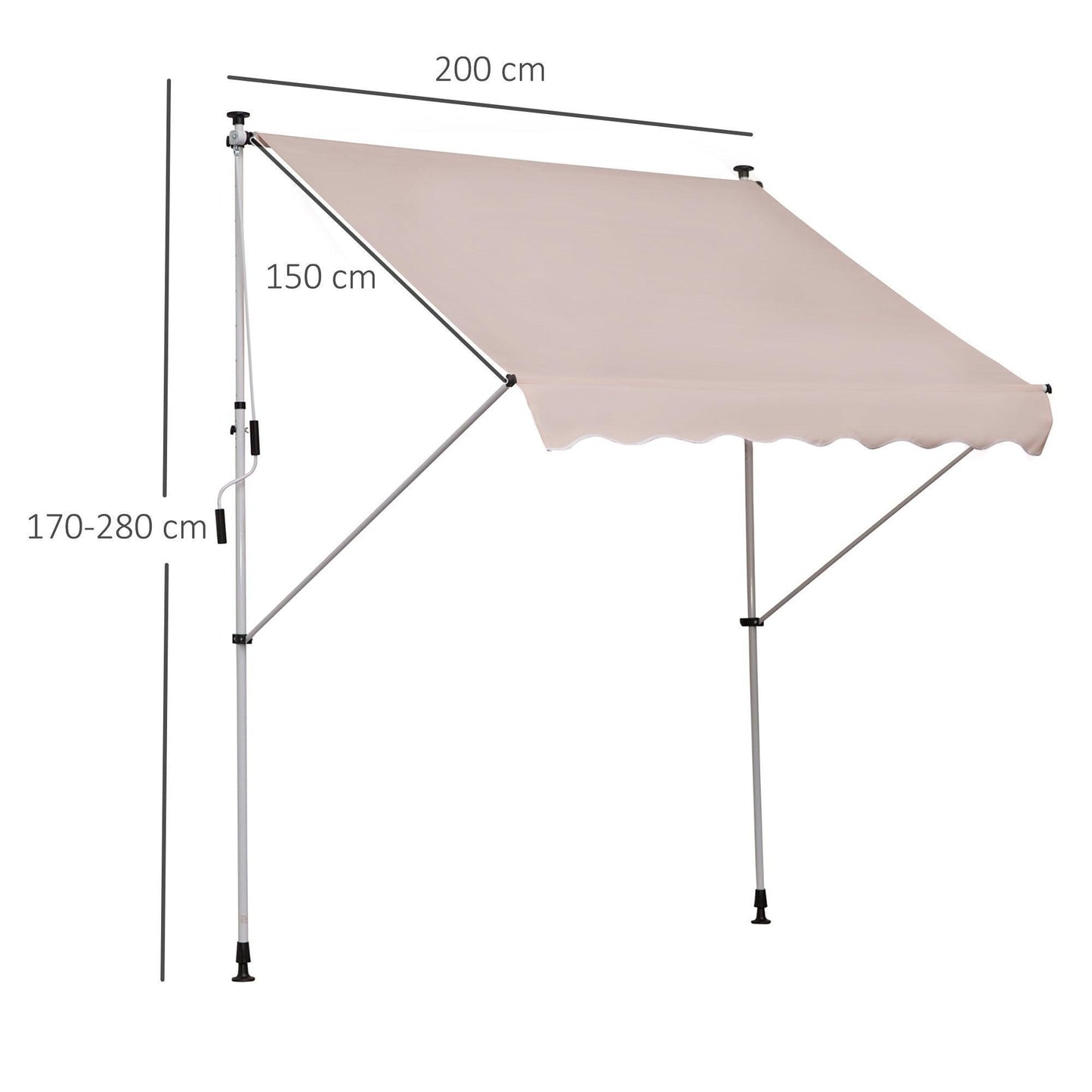 Outsunny Adjustable Garden Patio Awning in Beige - ALL4U RETAILER LTD