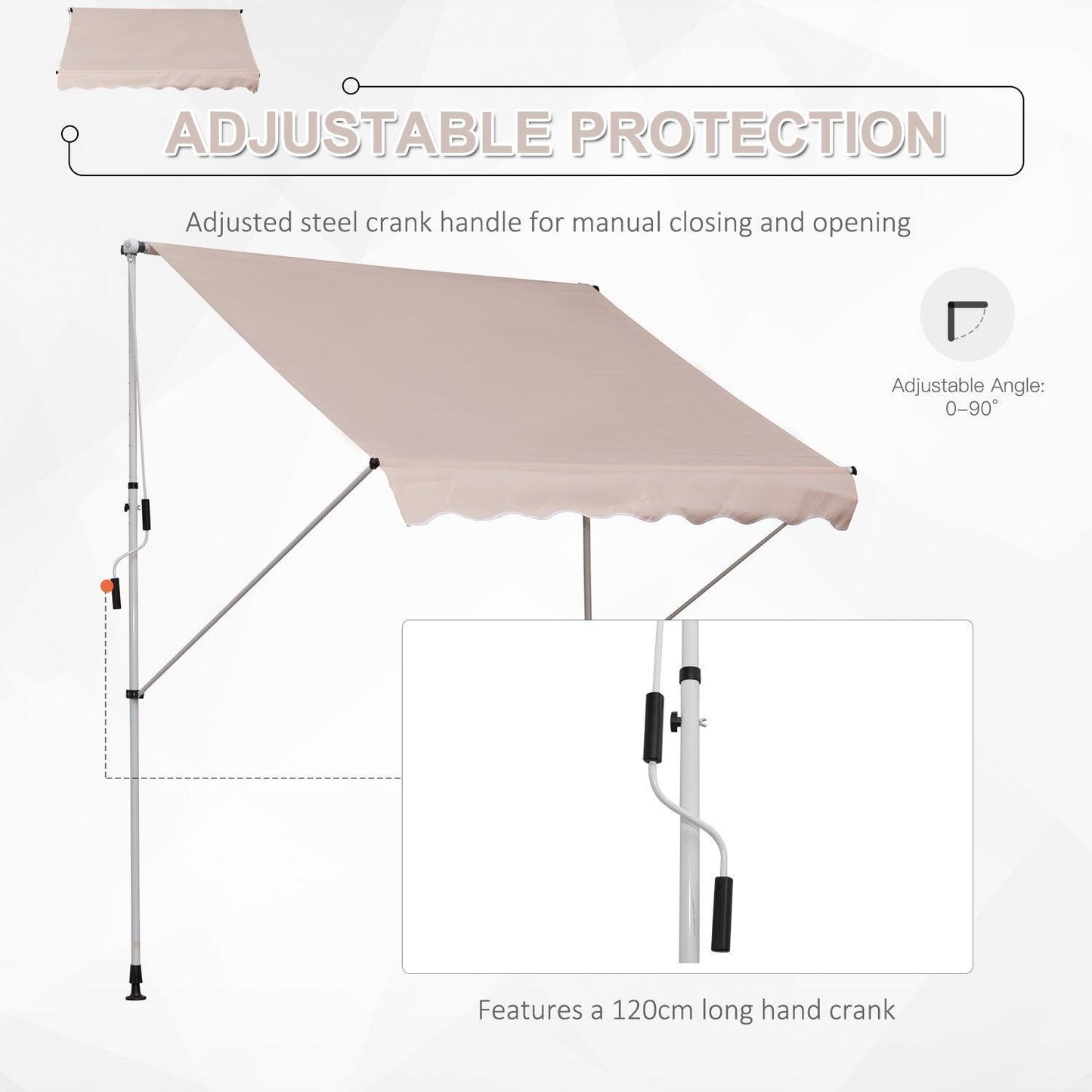 Outsunny Adjustable Garden Patio Awning in Beige - ALL4U RETAILER LTD