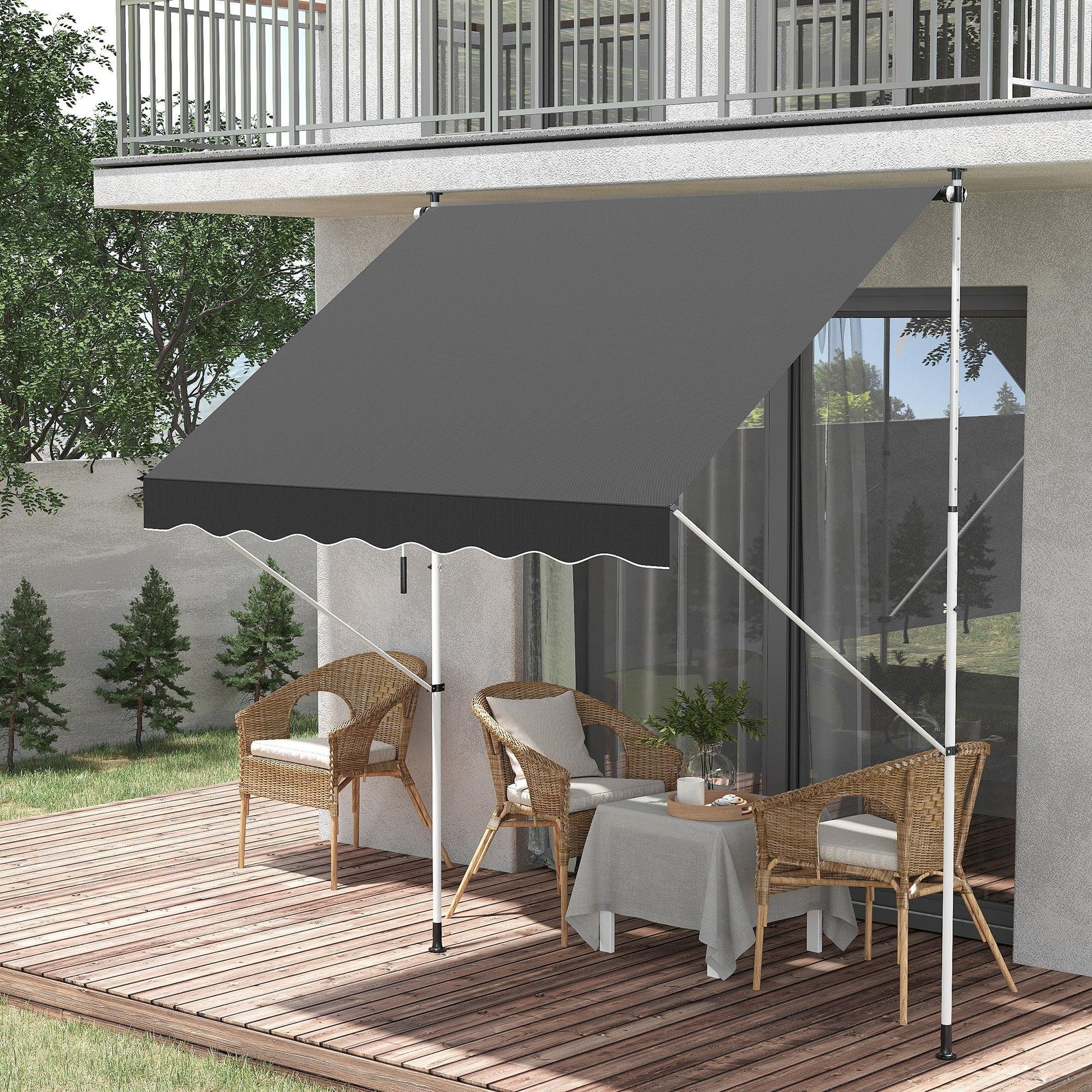 Outsunny Adjustable Grey Patio Awning - 2 x 1.5m - ALL4U RETAILER LTD