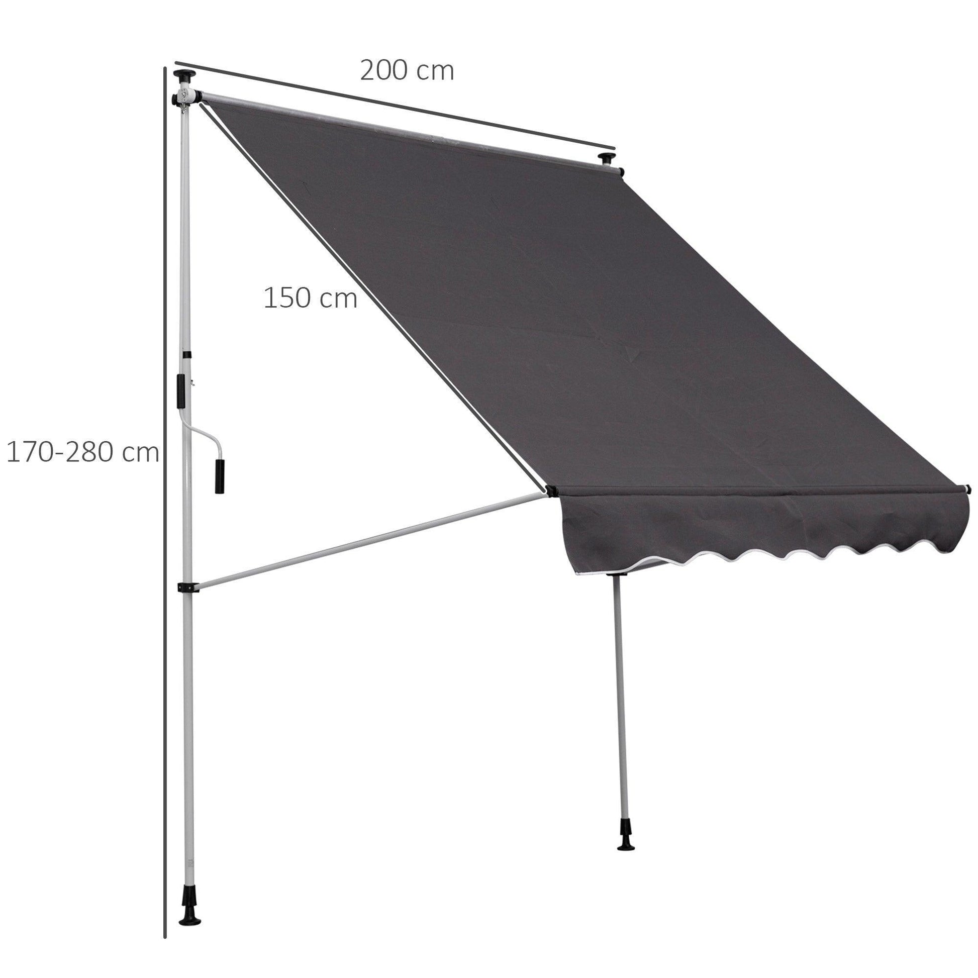 Outsunny Adjustable Grey Patio Awning - 2 x 1.5m - ALL4U RETAILER LTD