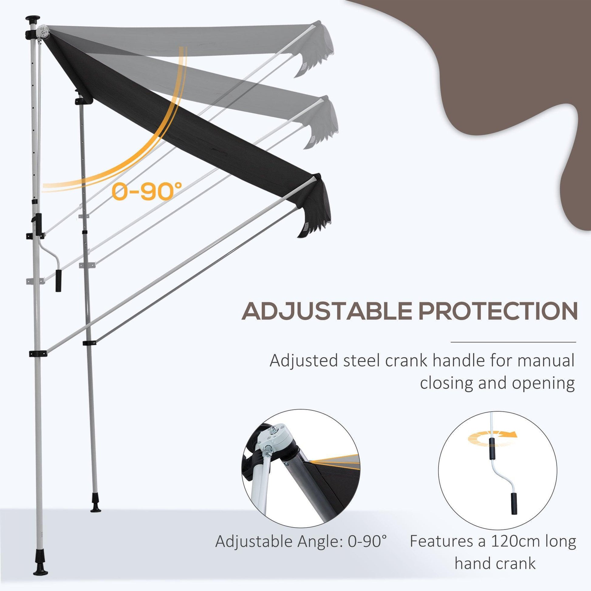 Outsunny Adjustable Grey Patio Awning - 2 x 1.5m - ALL4U RETAILER LTD