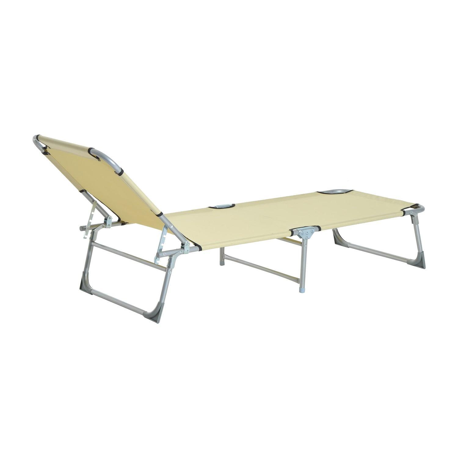 Outsunny Adjustable Lounger, Beige Oxford Cloth - ALL4U RETAILER LTD