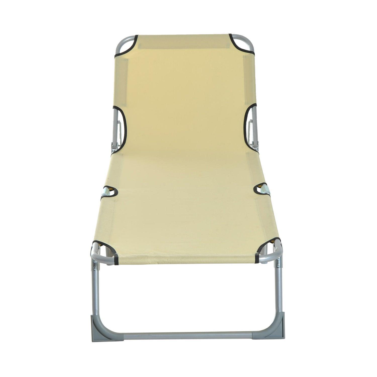 Outsunny Adjustable Lounger, Beige Oxford Cloth - ALL4U RETAILER LTD