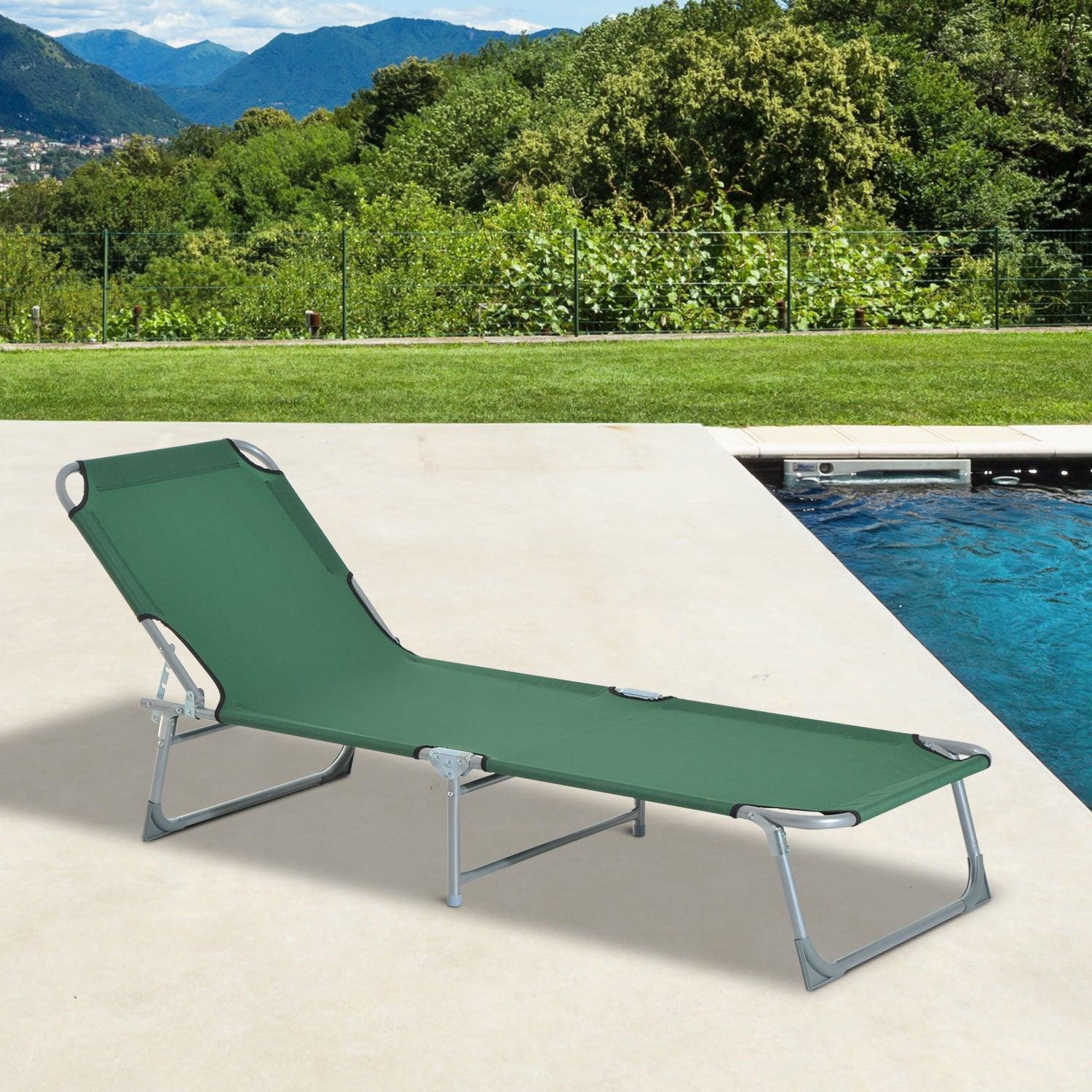 Outsunny Adjustable Lounger: Green Oxford - ALL4U RETAILER LTD