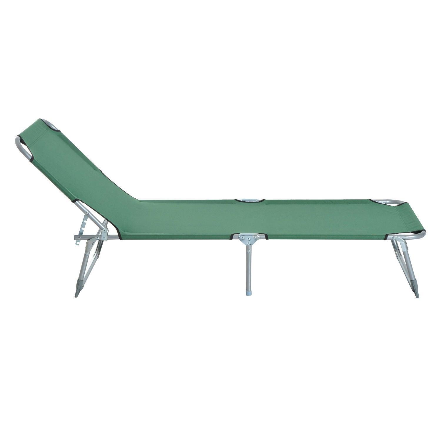 Outsunny Adjustable Lounger: Green Oxford - ALL4U RETAILER LTD