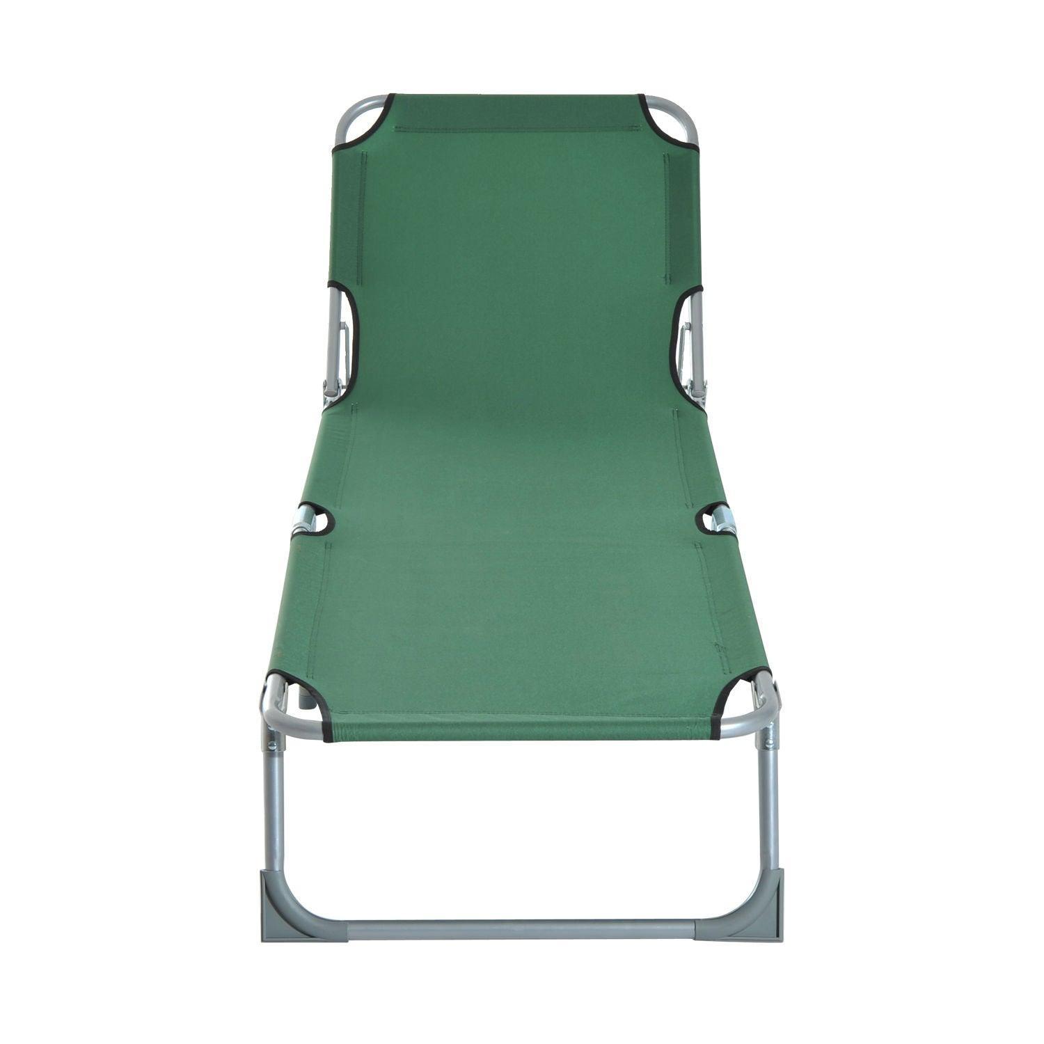 Outsunny Adjustable Lounger: Green Oxford - ALL4U RETAILER LTD