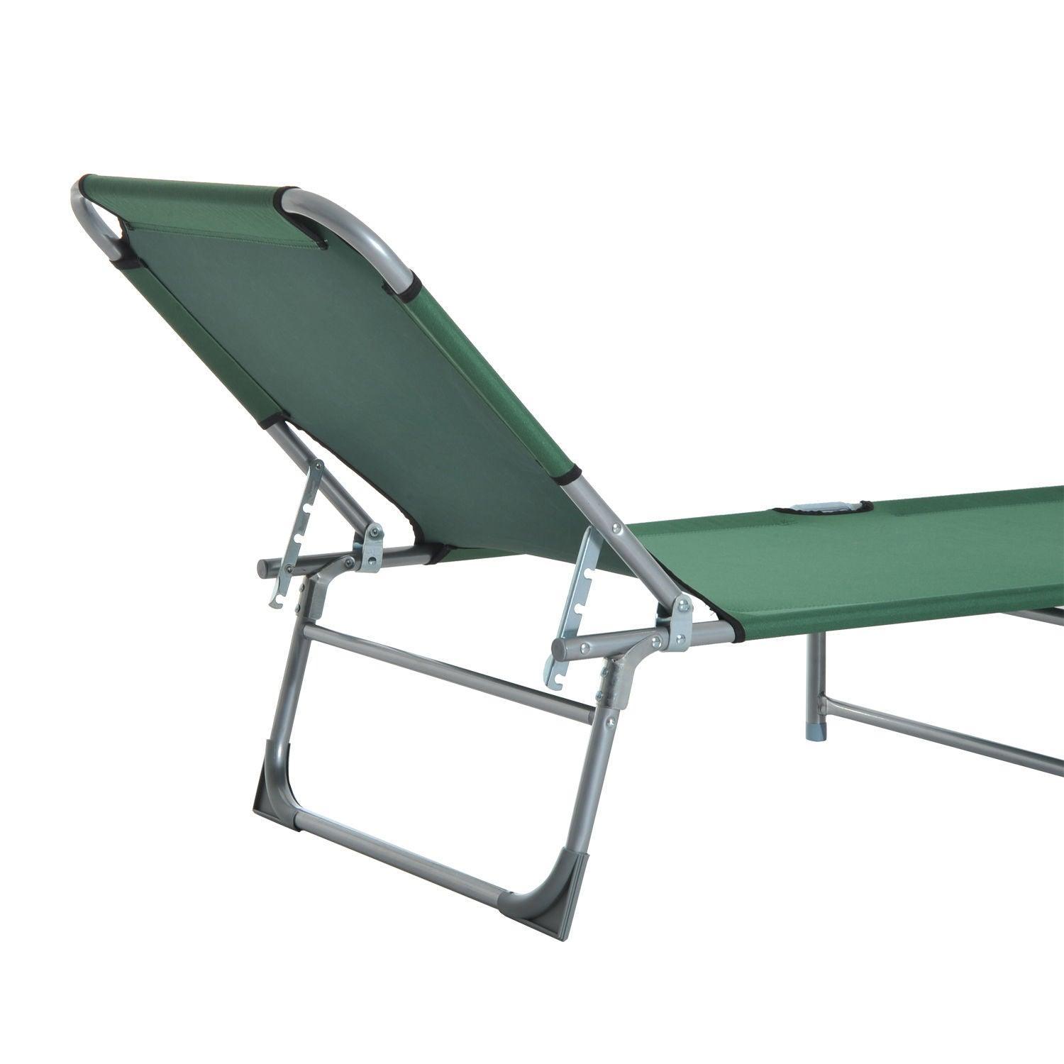 Outsunny Adjustable Lounger: Green Oxford - ALL4U RETAILER LTD