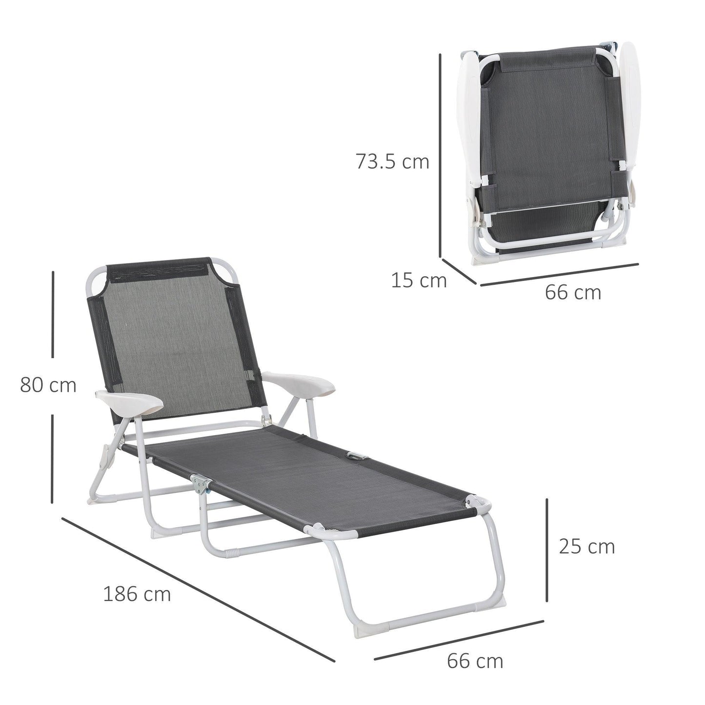 Outsunny Adjustable Outdoor Recliner for Patio Garden - ALL4U RETAILER LTD