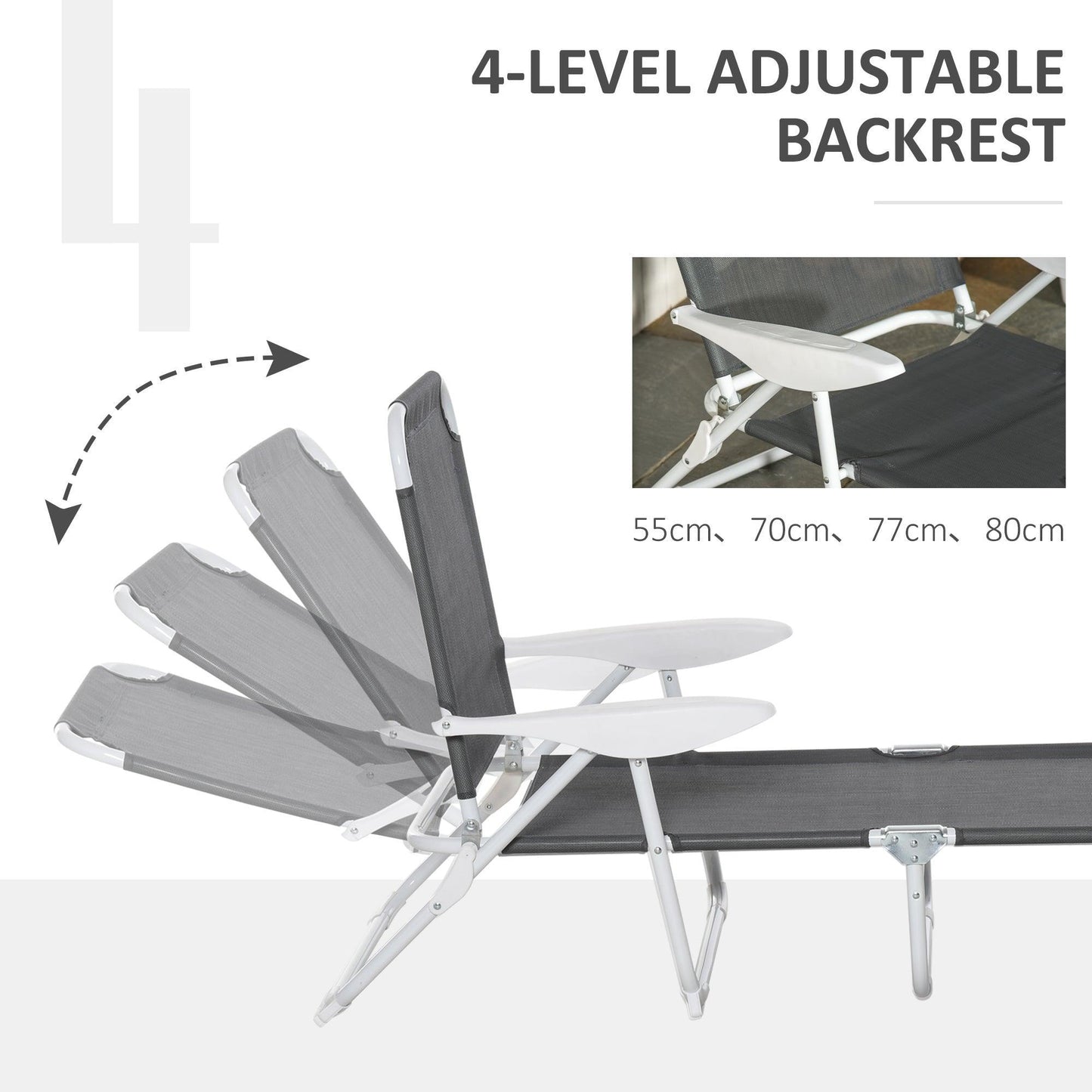 Outsunny Adjustable Outdoor Recliner for Patio Garden - ALL4U RETAILER LTD