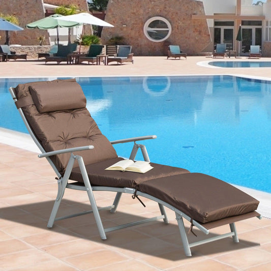 Outsunny Adjustable Patio Reclining Chair - Brown - ALL4U RETAILER LTD