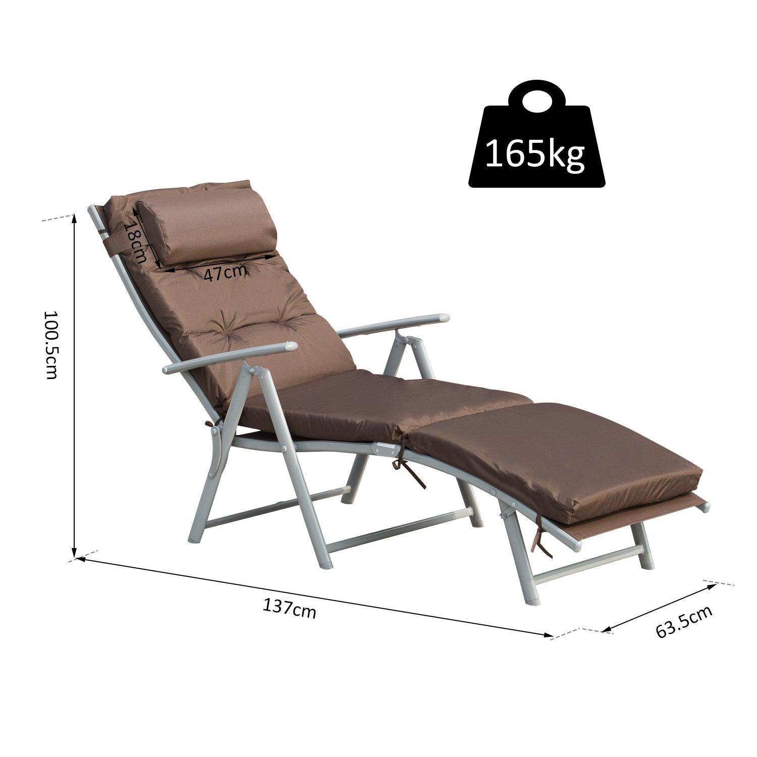 Outsunny Adjustable Patio Reclining Chair - Brown - ALL4U RETAILER LTD