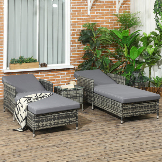 Outsunny Adjustable Patio Sun Lounger Set - ALL4U RETAILER LTD