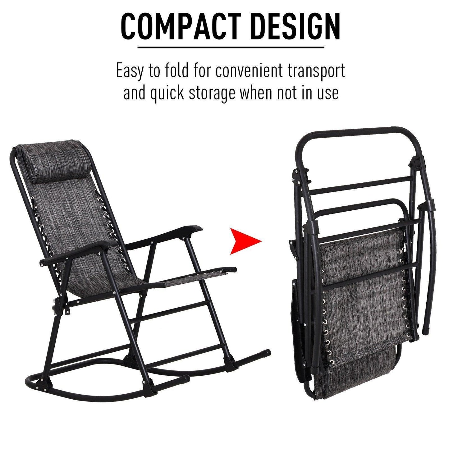 Outsunny Adjustable Rocker - Grey - ALL4U RETAILER LTD