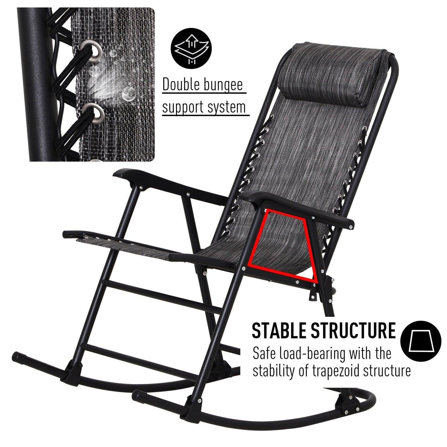 Outsunny Adjustable Rocker - Grey - ALL4U RETAILER LTD